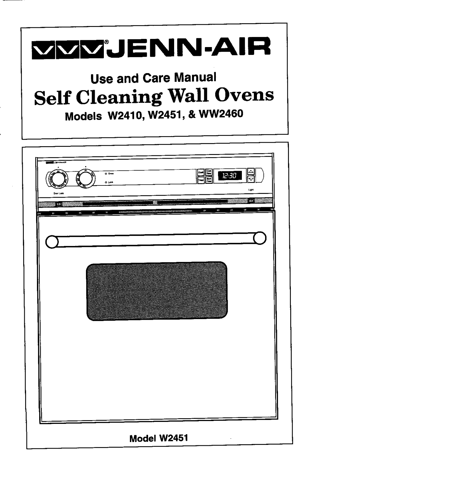 Jenn-Air W2410B, W2410W, W2451B, W2451W, WW2460B Owner's Manual