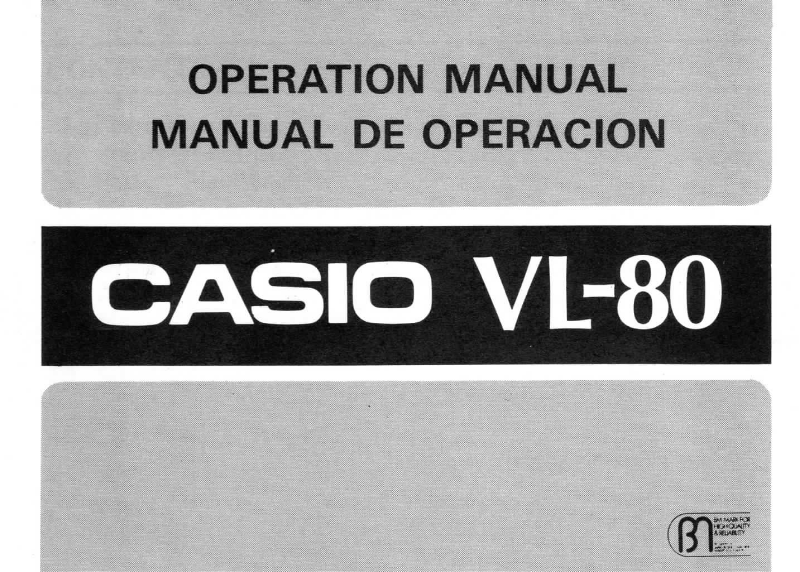 Casio VL-80 Operation Manual - ManualMachine.com