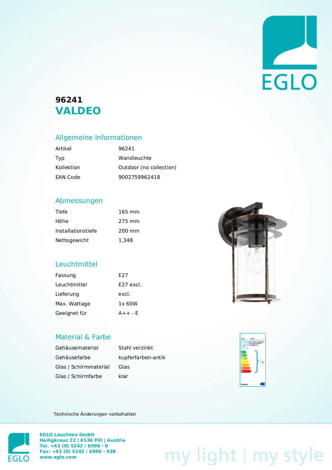 Eglo 96241 Service Manual