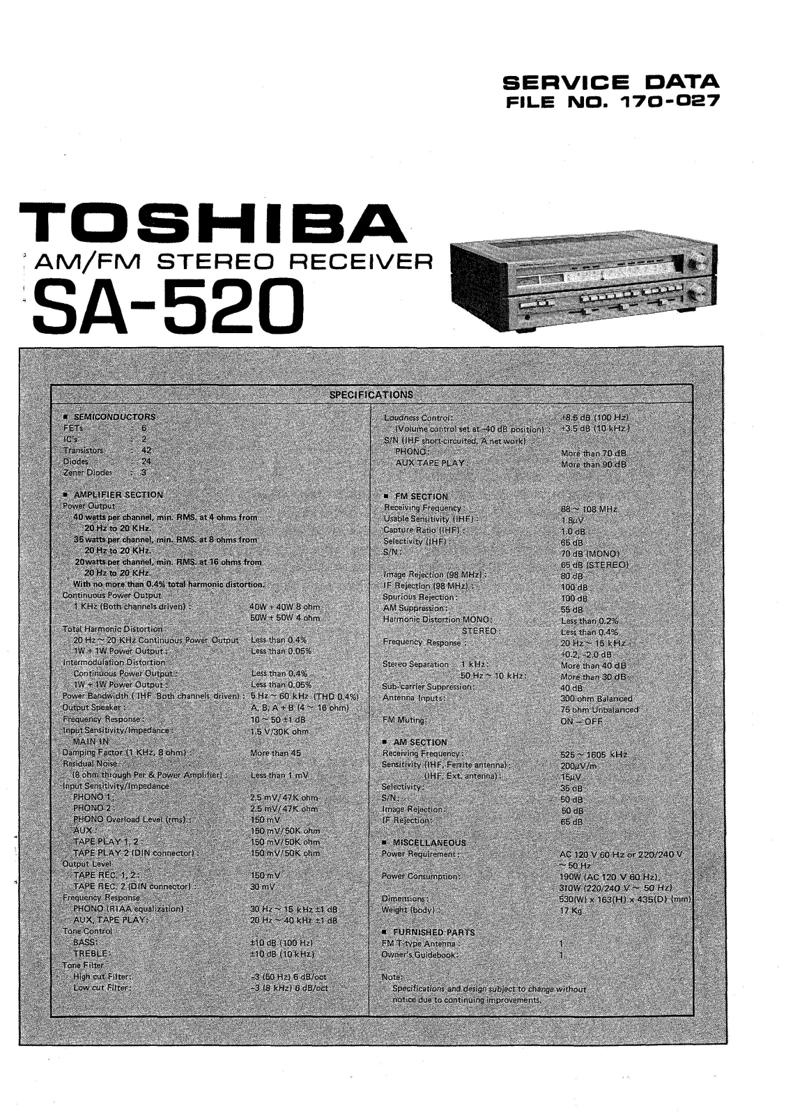 Toshiba SA-520 Service Manual