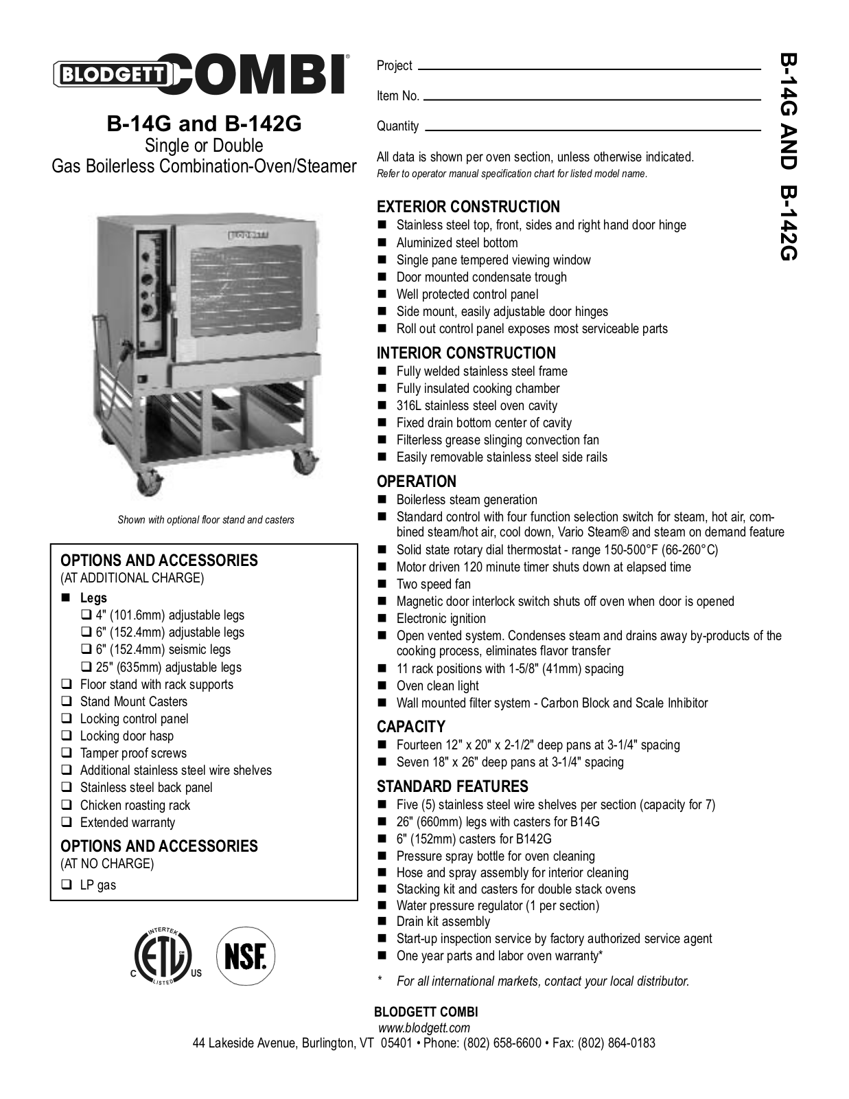 Blodgett COMBI B-14G User Manual