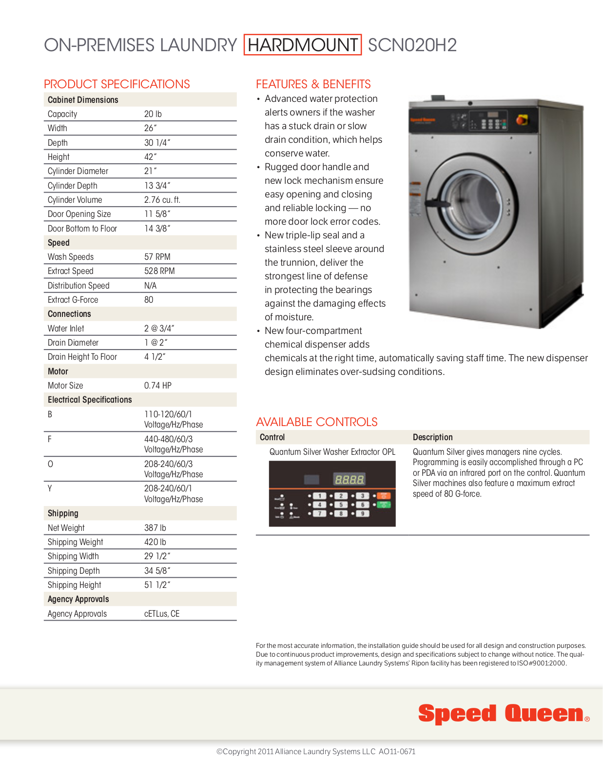 Speed Queen SCN020H2 User Manual