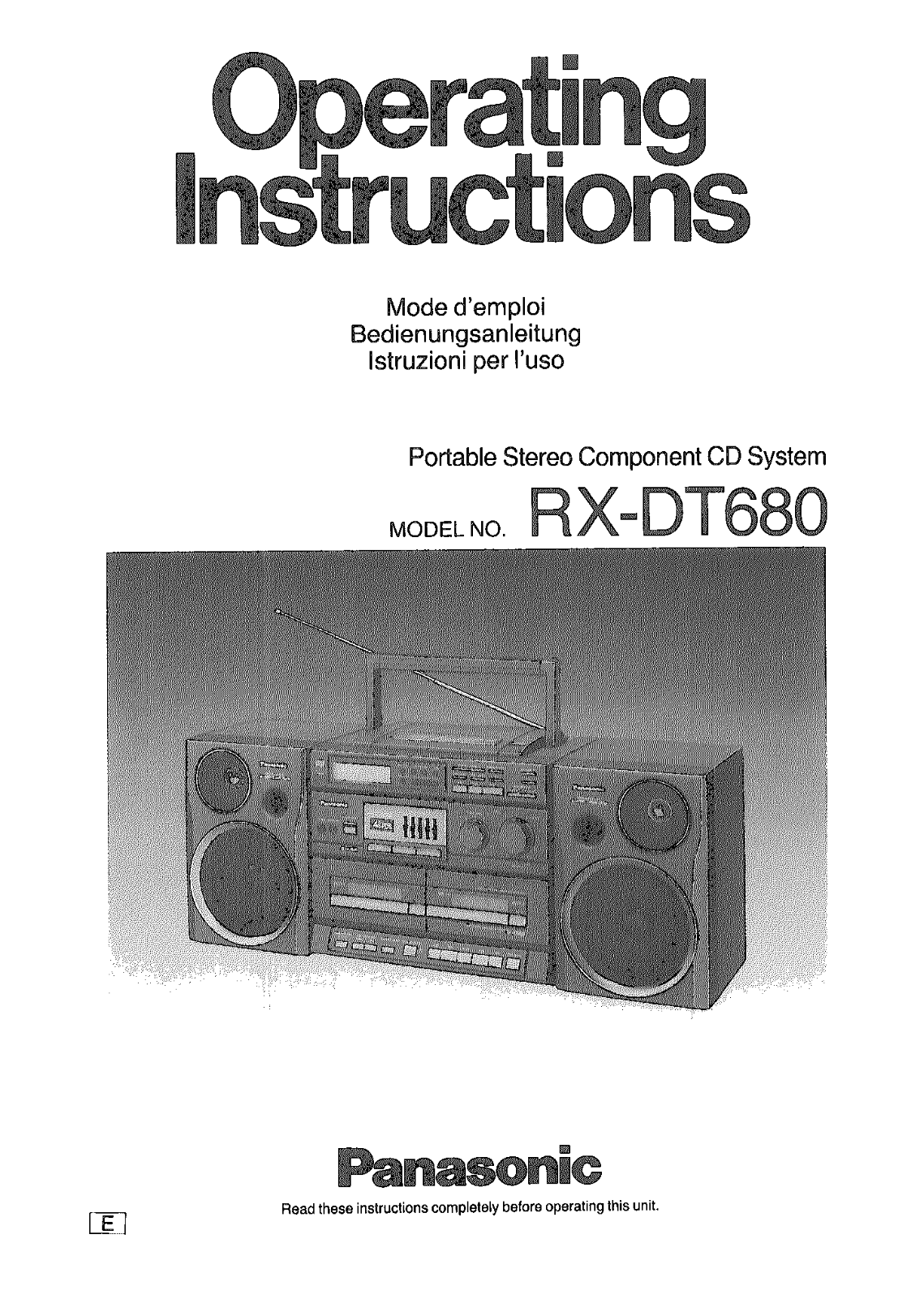 Panasonic RX-DT680 Operating Instructions