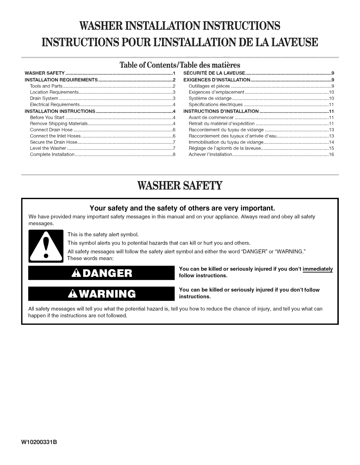 Estate CAWS9234VQ0, NTW4600VQ1, ETW4100SQ2, ETW4100SQ3, IV45000 Installation Guide - ManualMachine.com