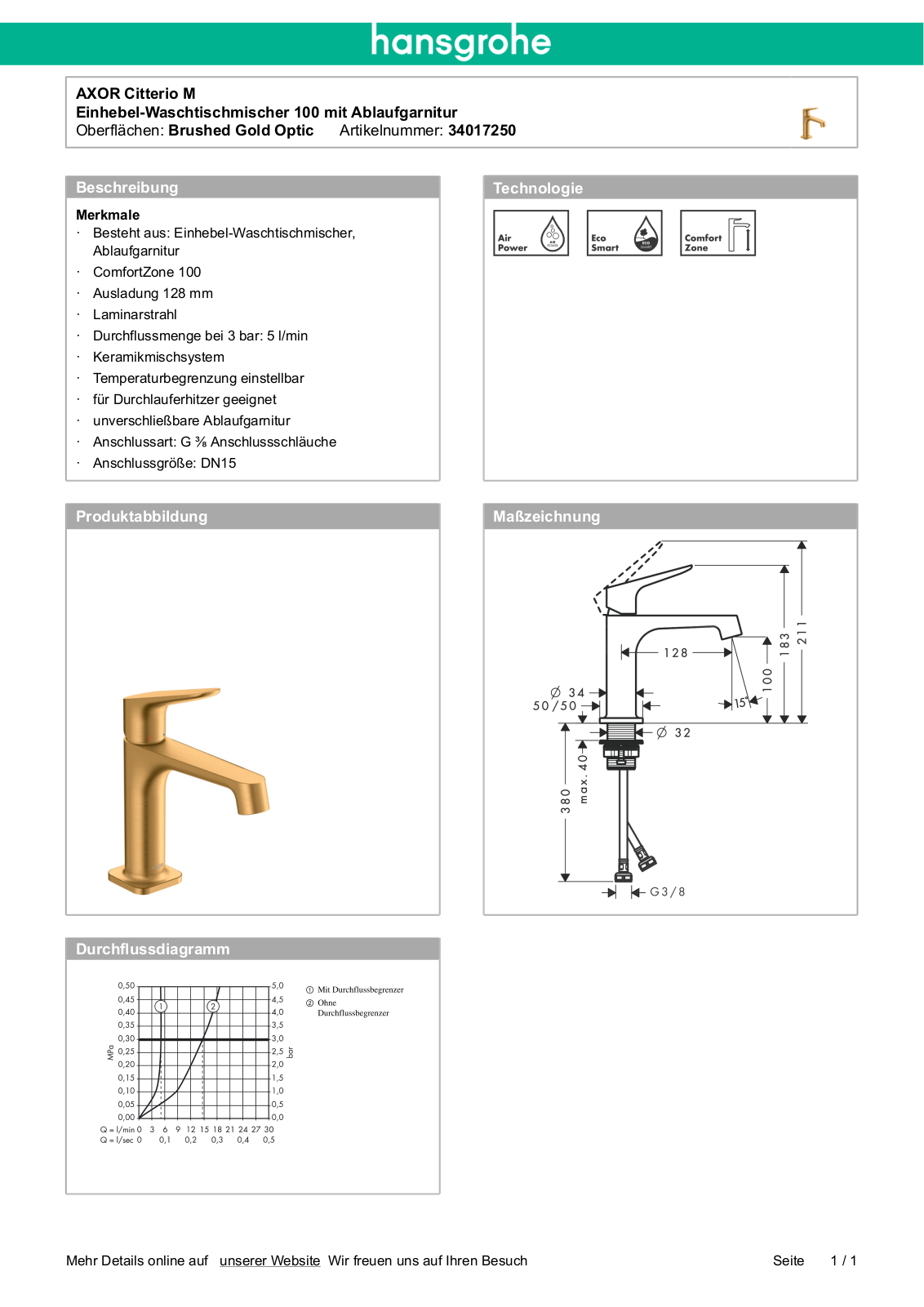 Hansgrohe AXOR 34017250 User Manual