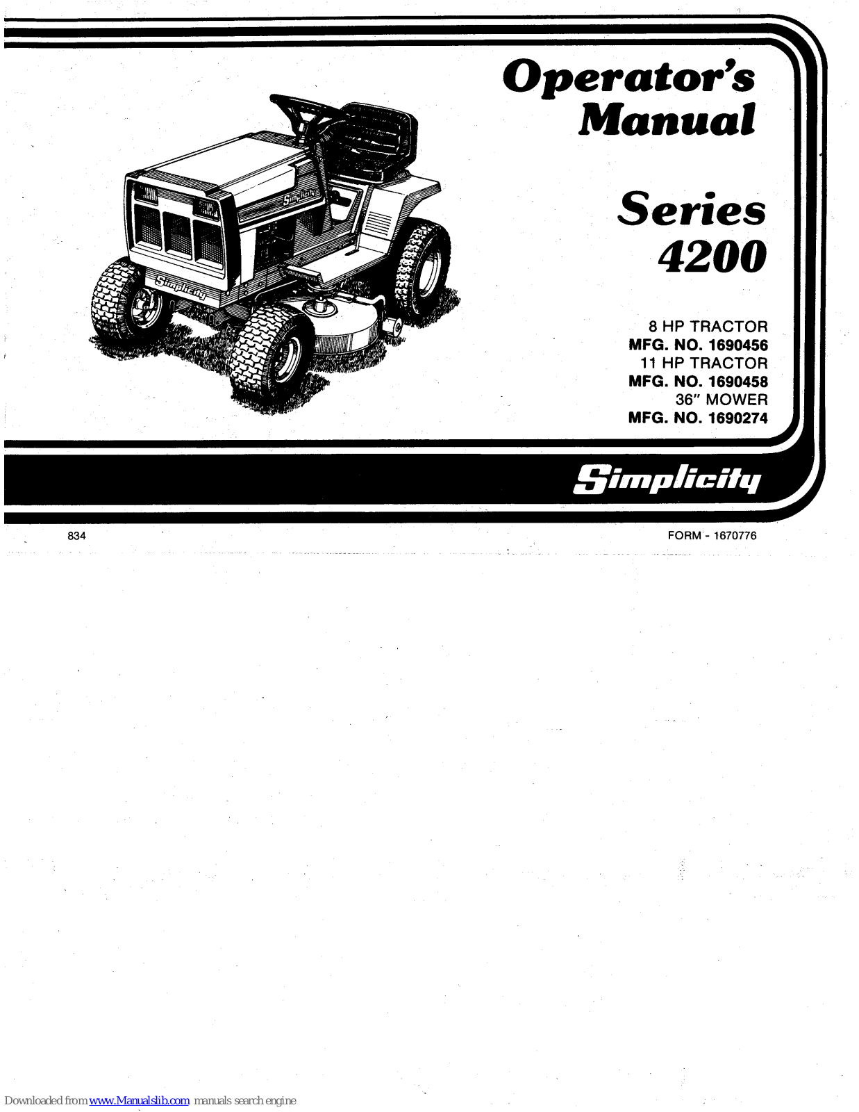 Simplicity Series 4200 Operator's Manual