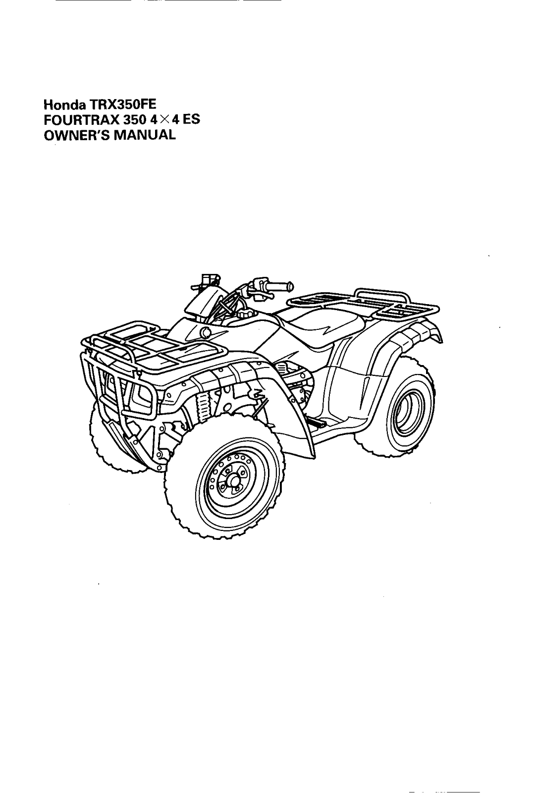 Honda TRX350FE FOURTRAX 2002 Owner's Manual