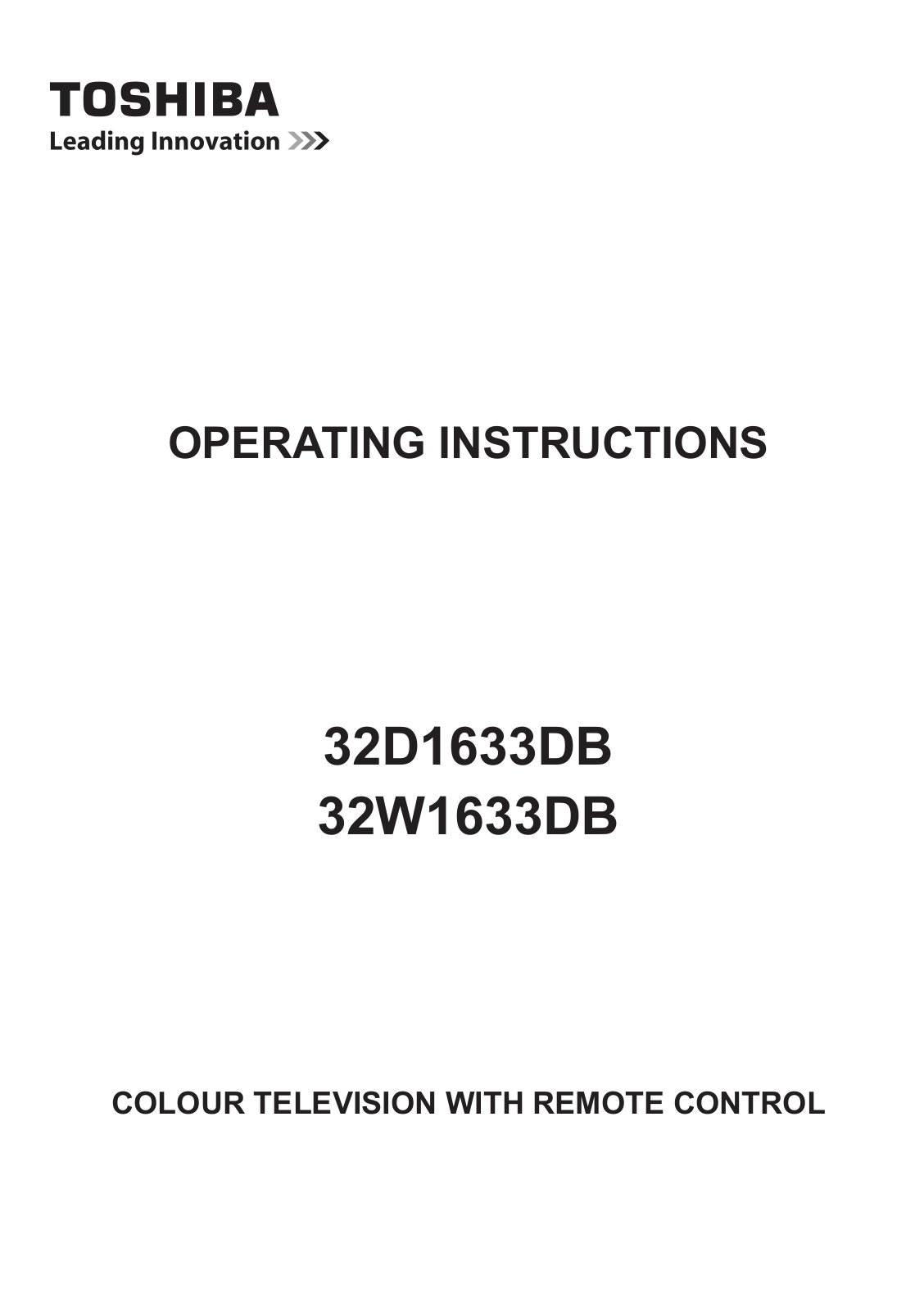 Toshiba 32D1633DB, 32W1633DB Instruction manual