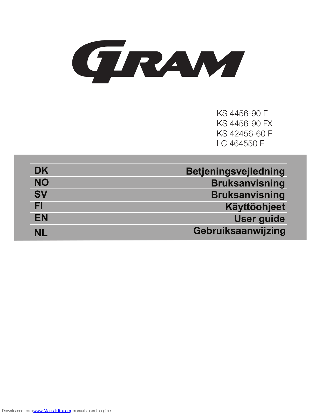 Gram KS 4456-90 F, KS 4456-90 FX, KS 42456-60 F, LC 464550 F User Manual