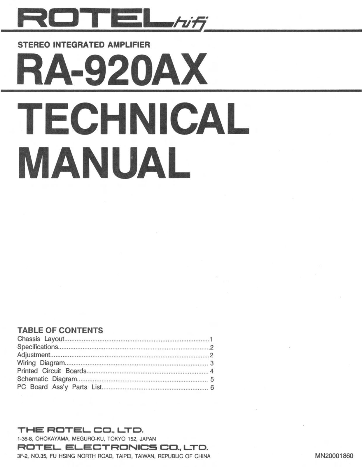 Rotel RA-920-AX Service manual