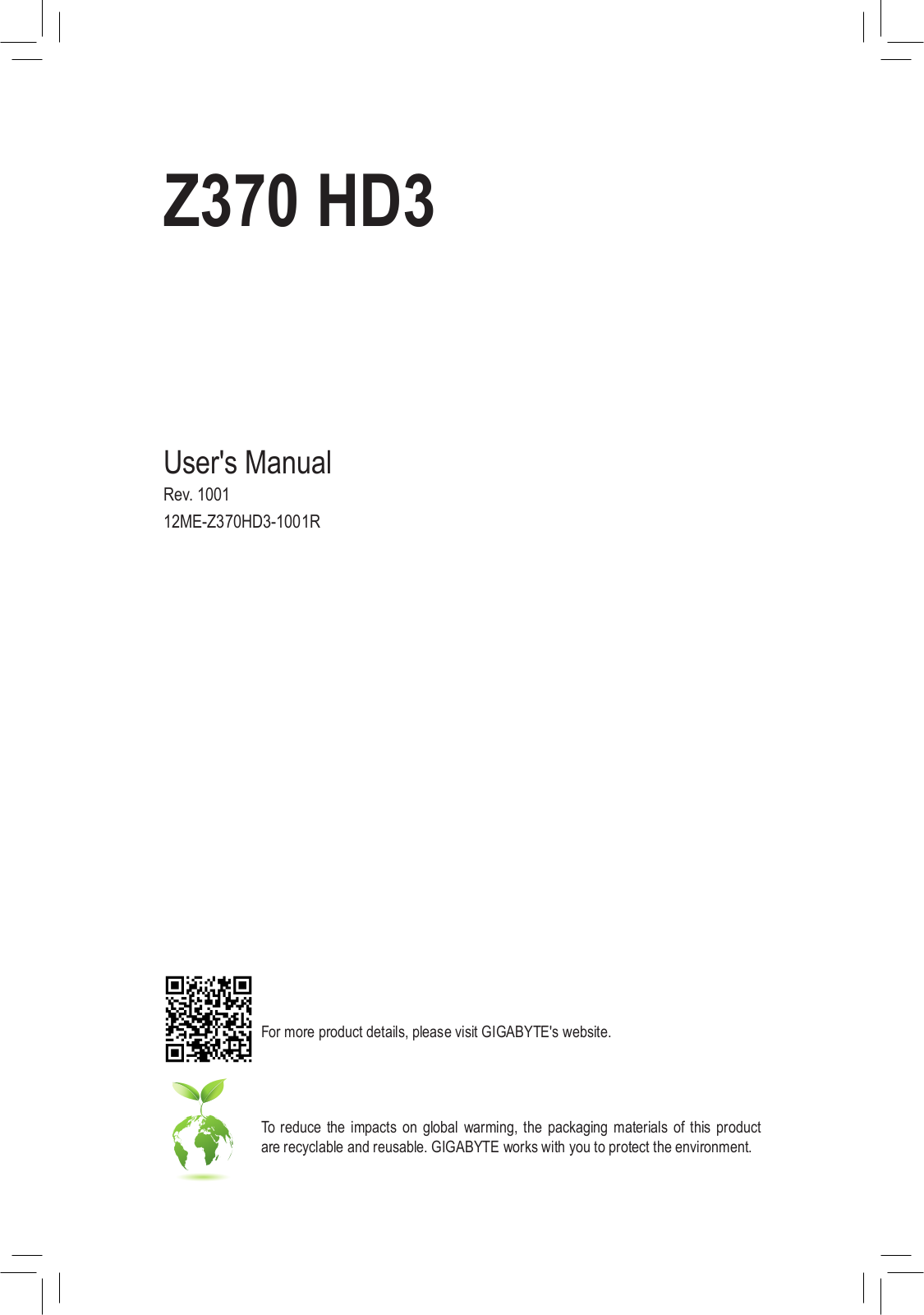 GIGABYTE Z370 HD3 User Manual