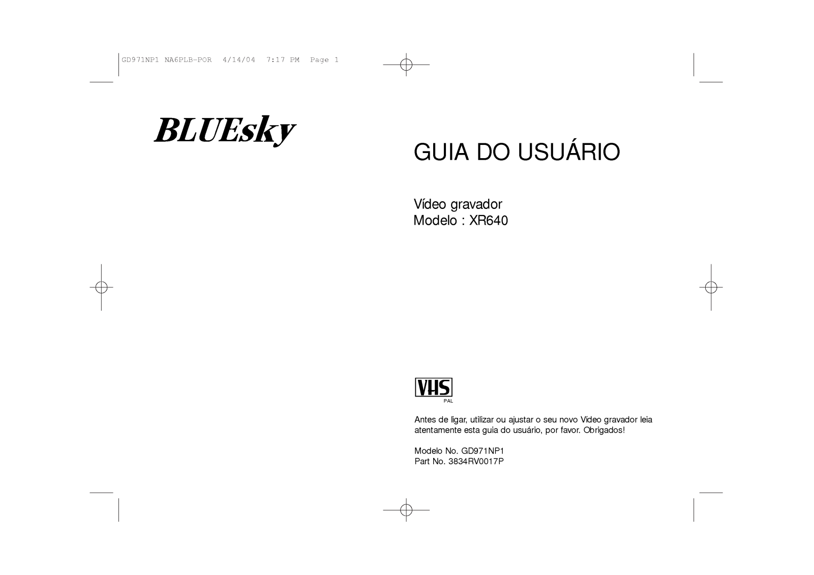 Bluesky XR640 User Manual