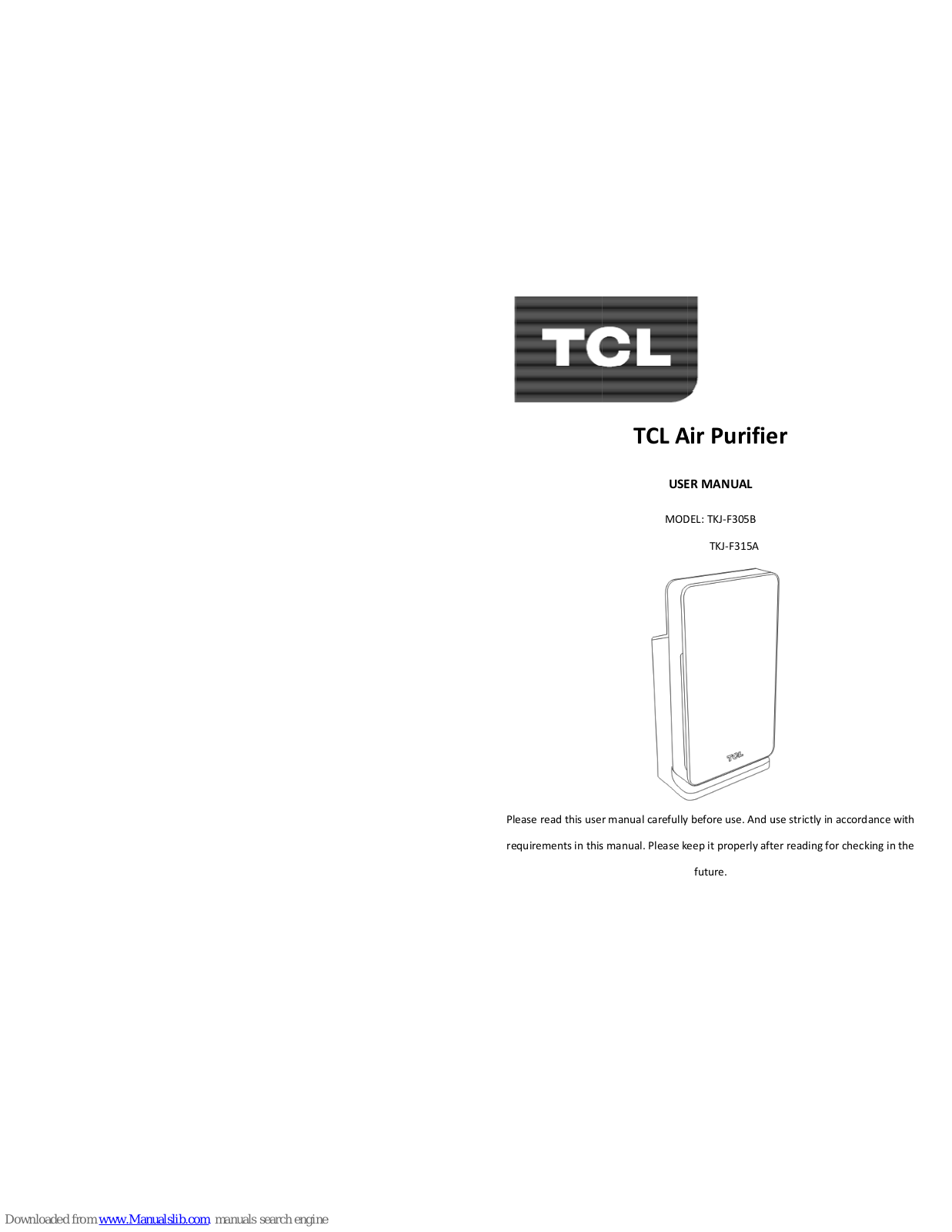 TCL TKJ-F305B, TKJ-F315A User Manual