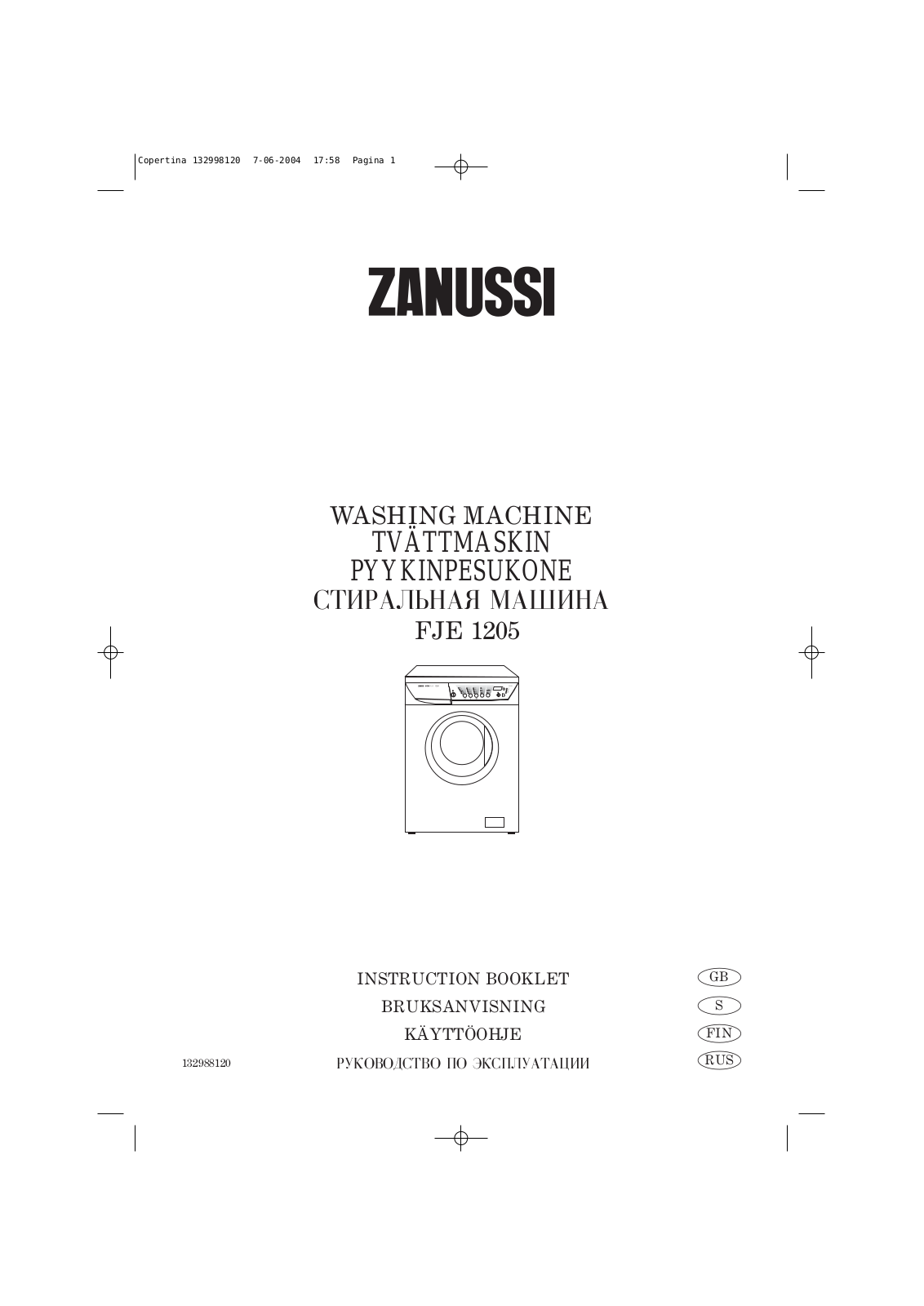 Zanussi FJE 1205 User Manual