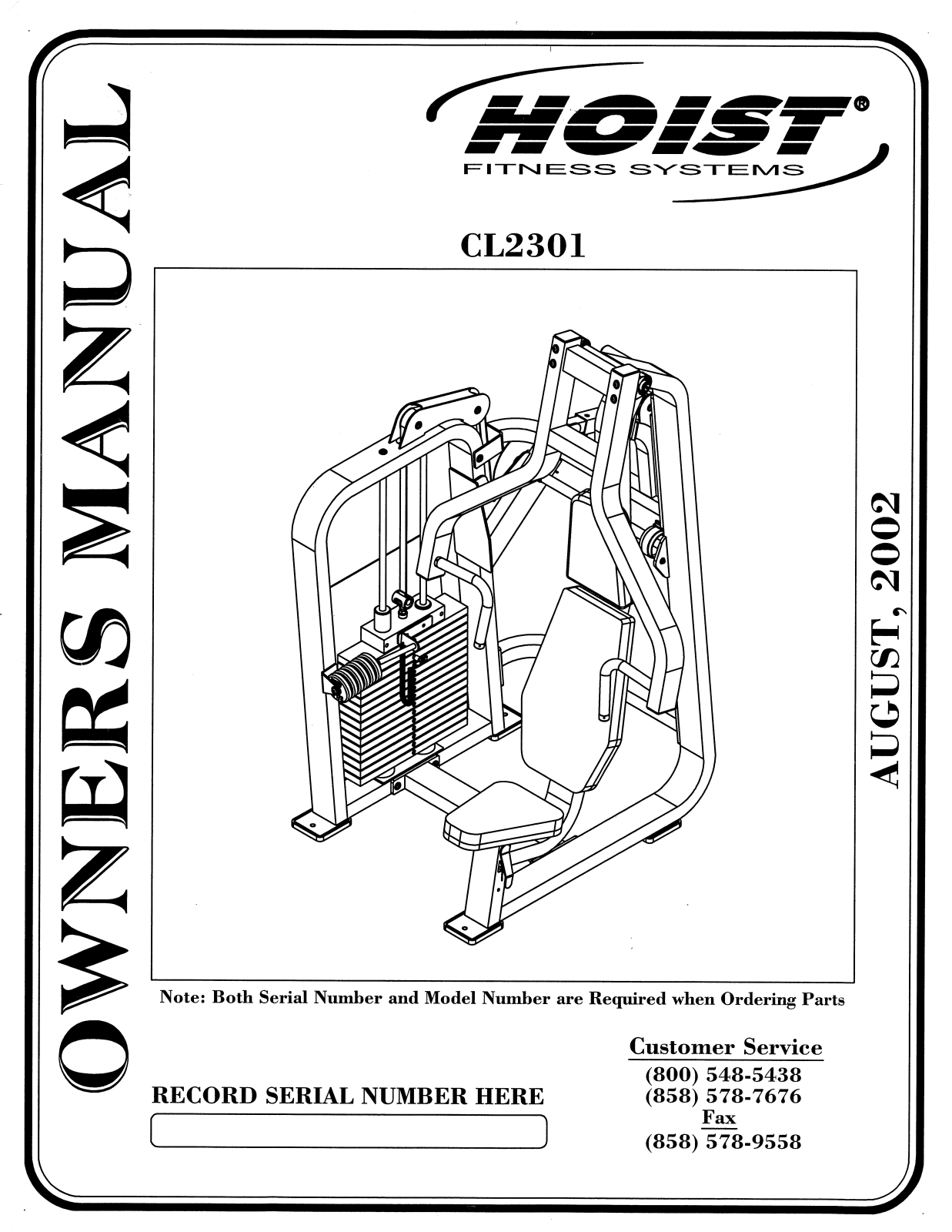 Hoist Fitness CL2301 User Manual