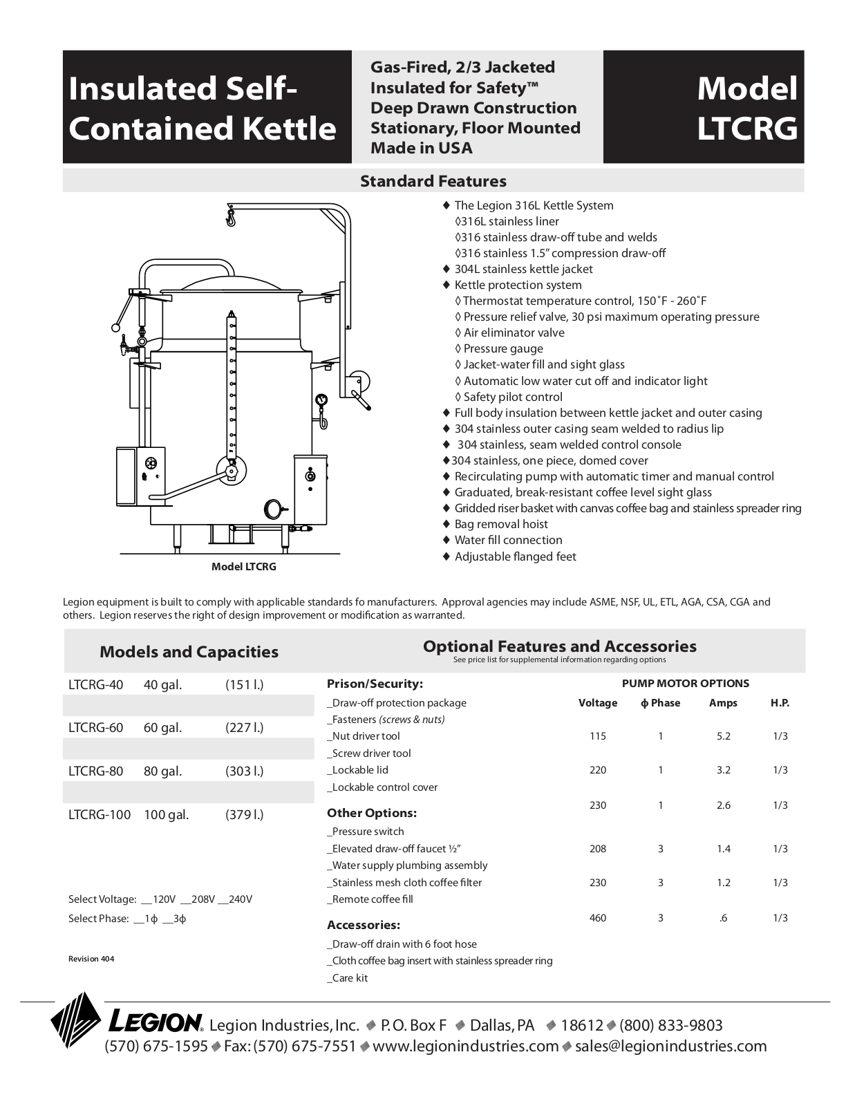 Legion LTCRG Specifications