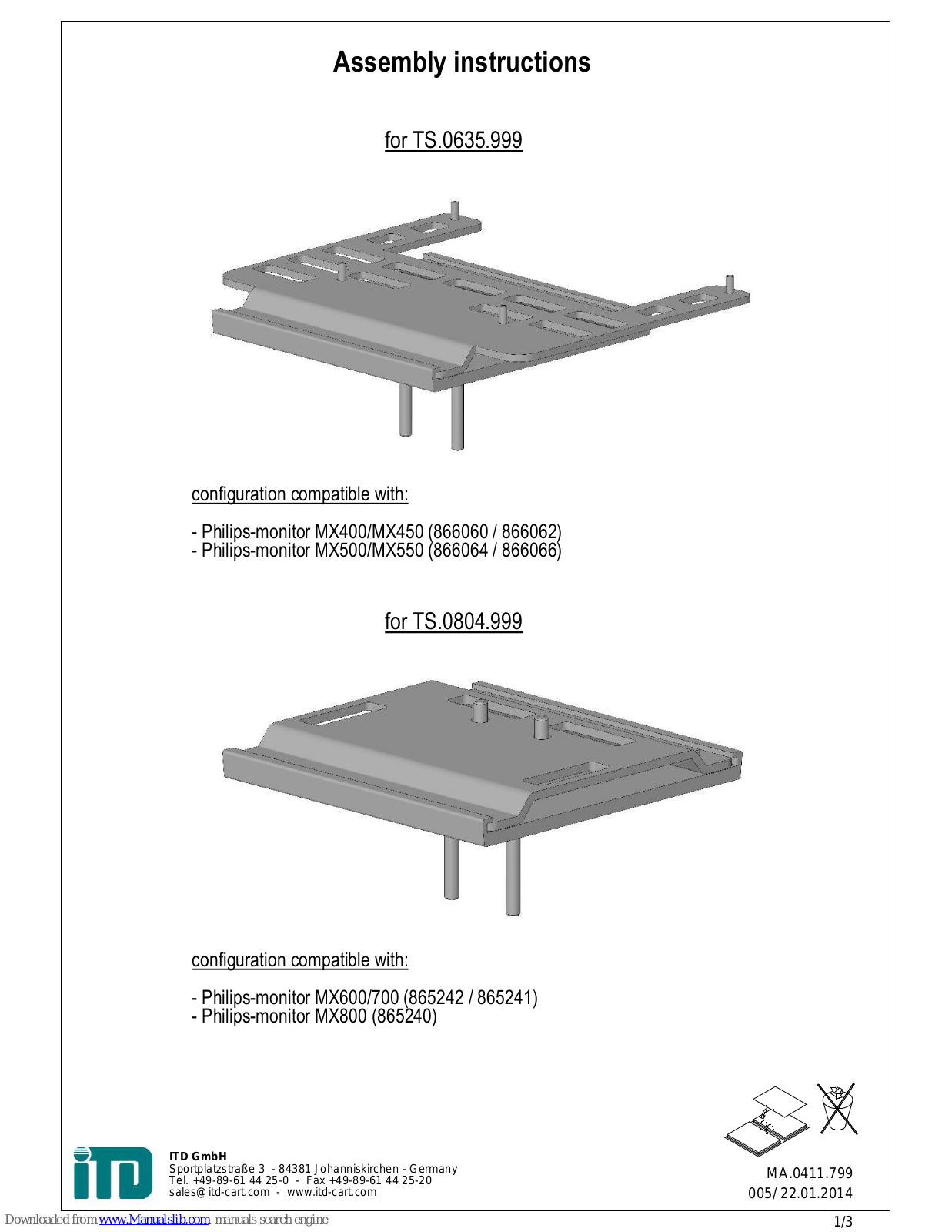 iTD TS.0635.999, TS.0804.999 Assembly Instructions Manual