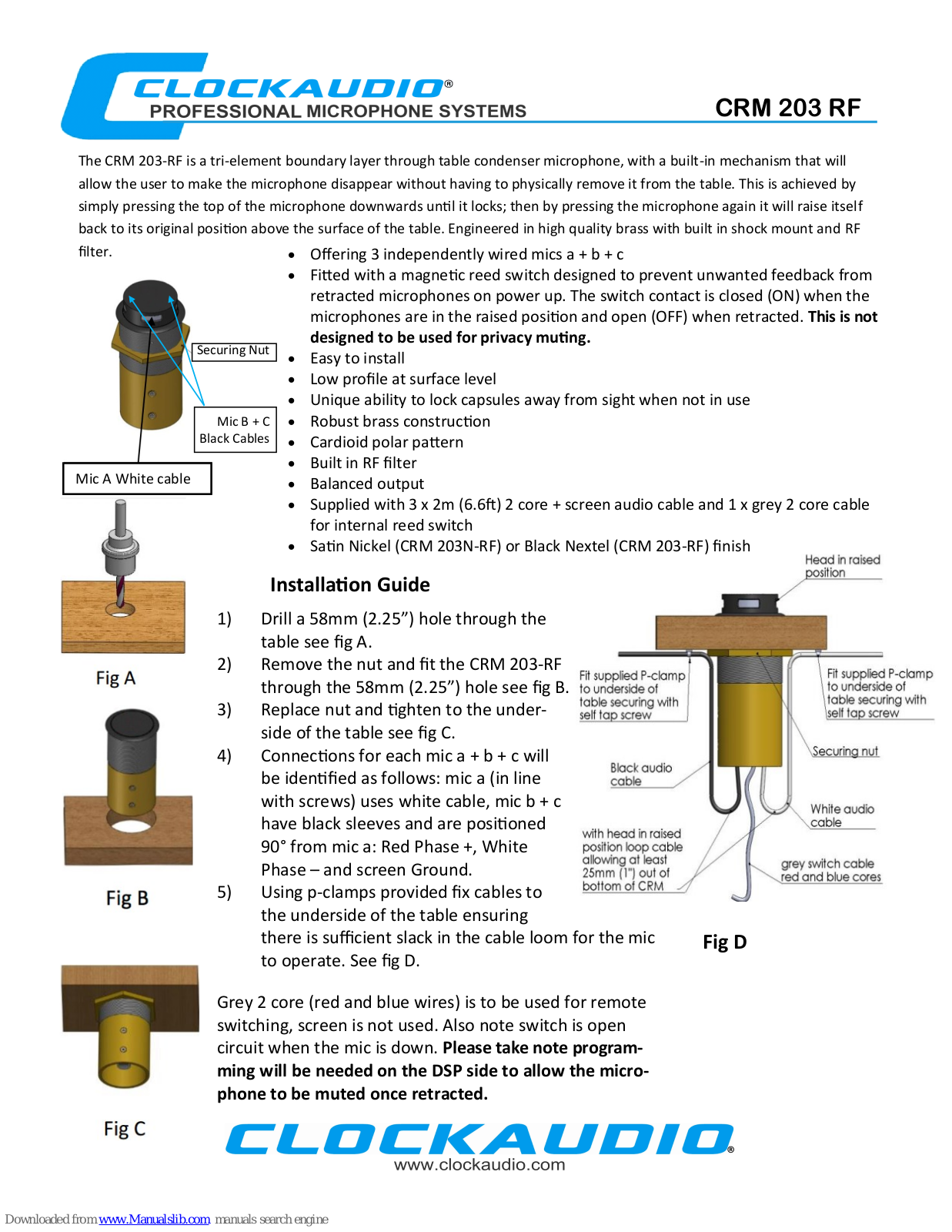 Clockaudio CRM 203 RF Installation Manual