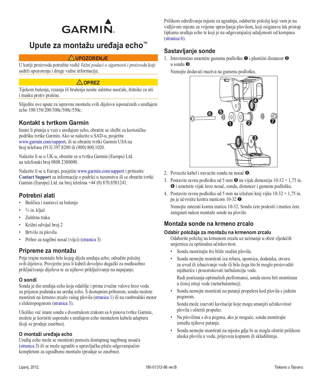 Garmin echo 500c, echo 550c, echo 200, echo 300c, echo 100 Installation manual