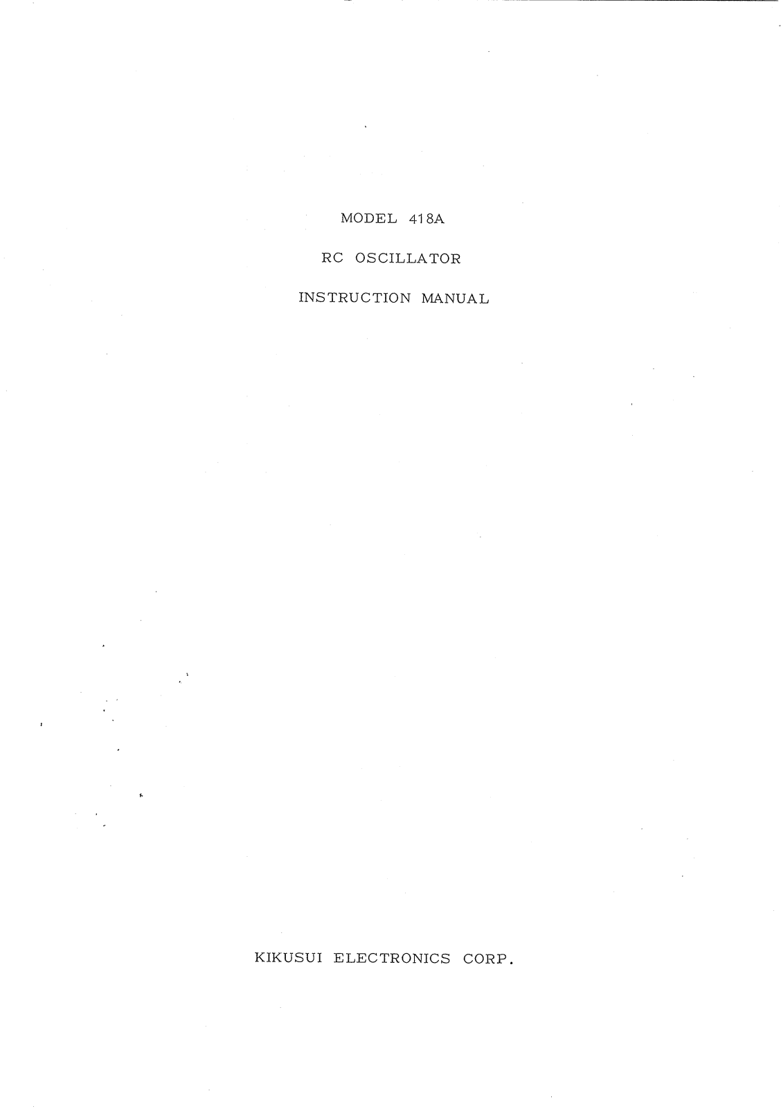 Kikusui Electronics Corporation 418A User Manual