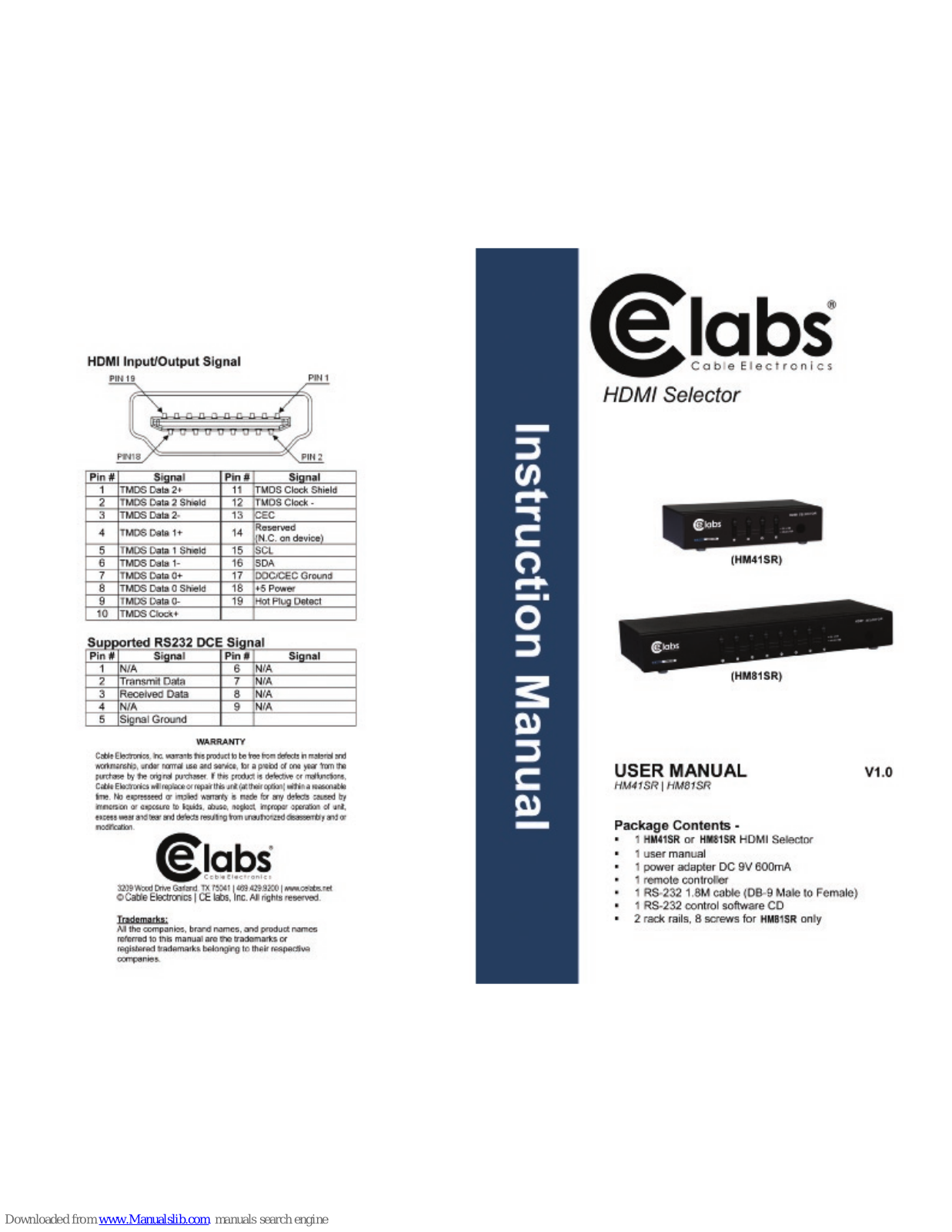 CE Labs HM41SR, HM81SR User Manual