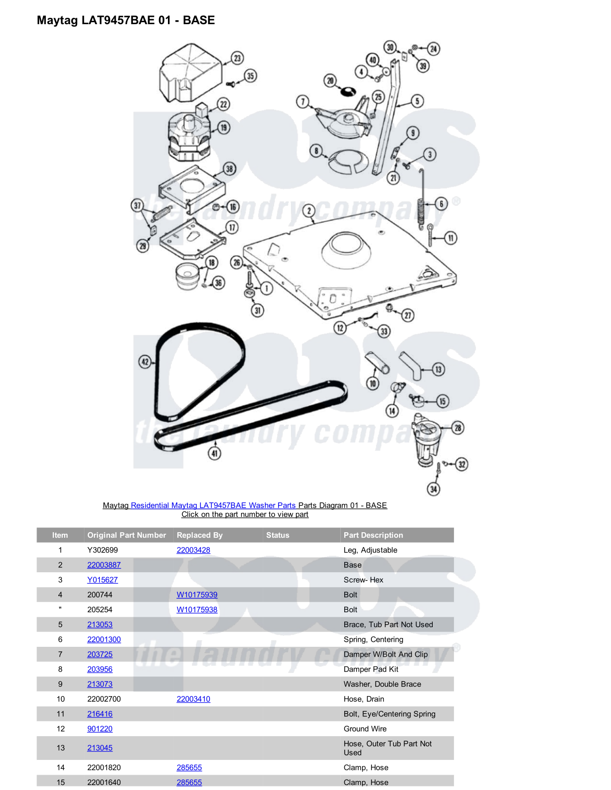 Maytag LAT9457BAE Parts Diagram