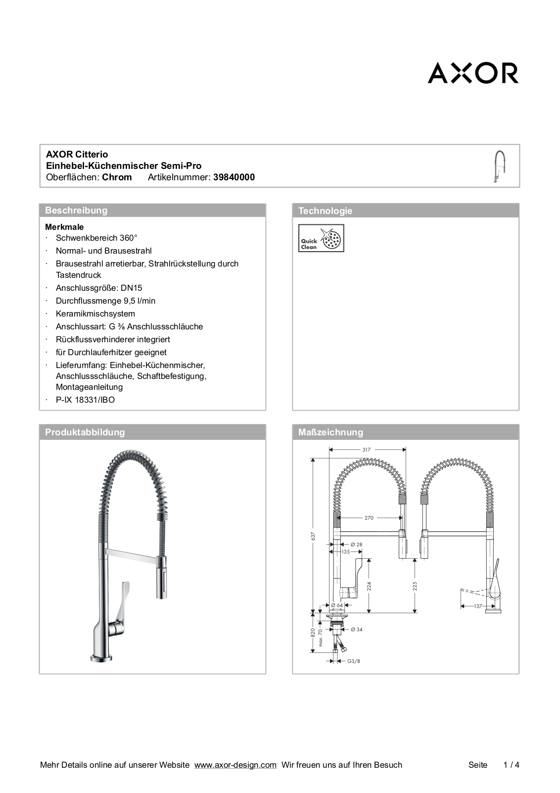 Hansgrohe 39840000 Instructions For Use/assembly Instructions