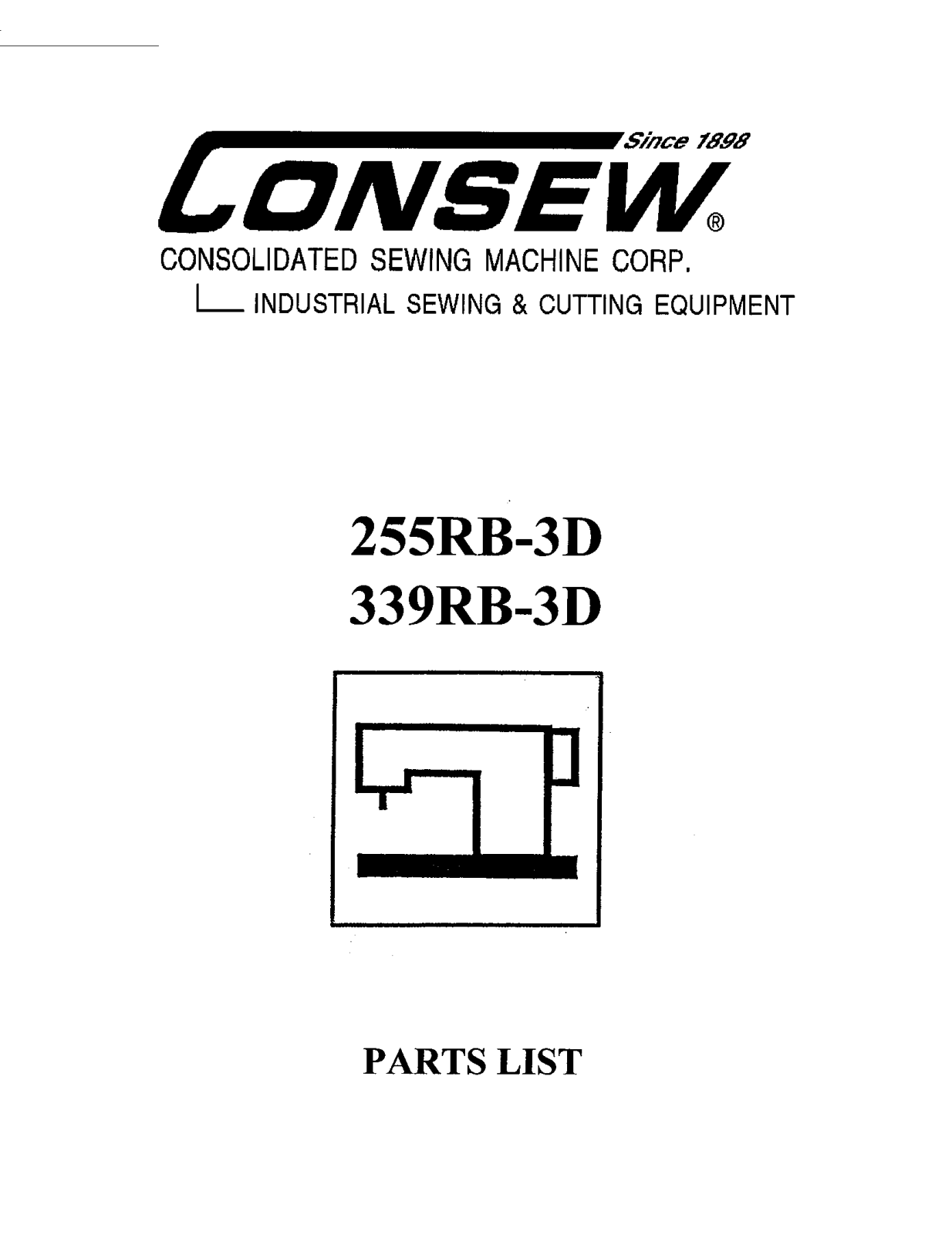 CONSEW 255RB-3D, 339RB-3D Parts List