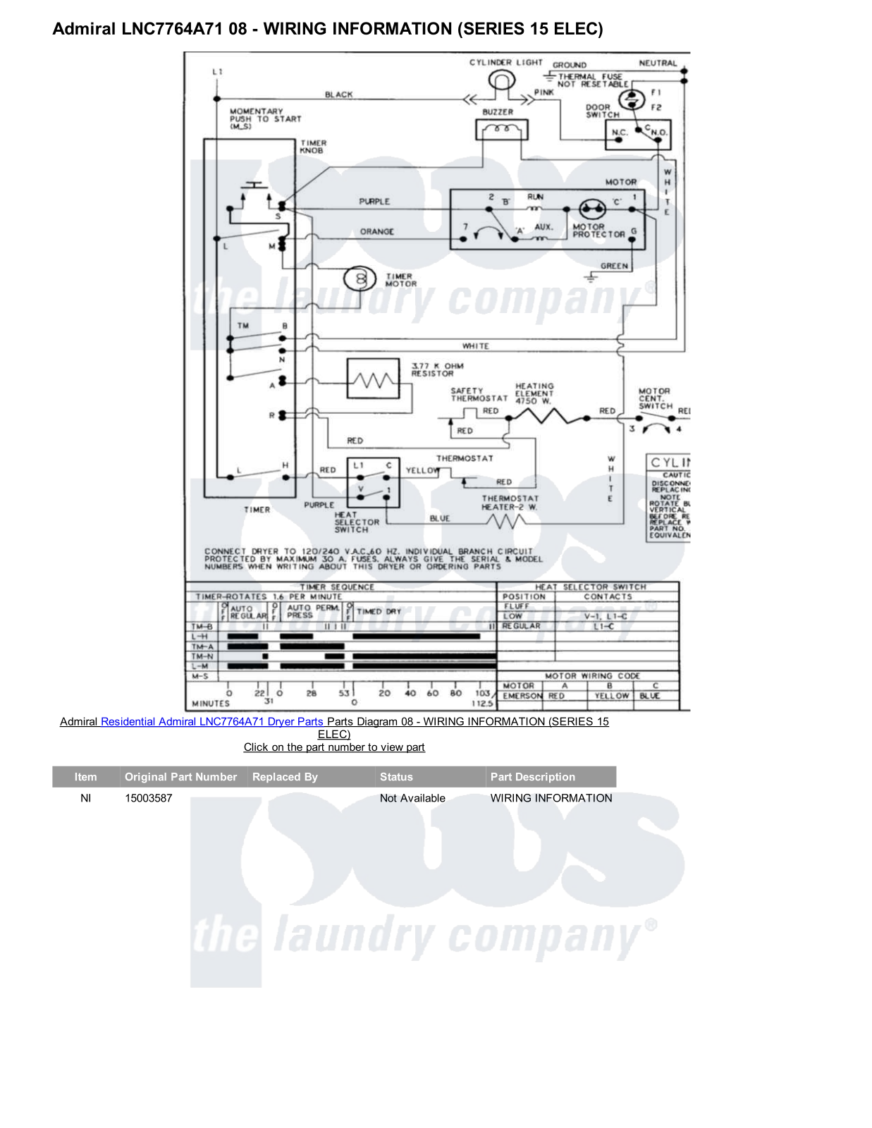 Admiral LNC7764A71 Parts Diagram