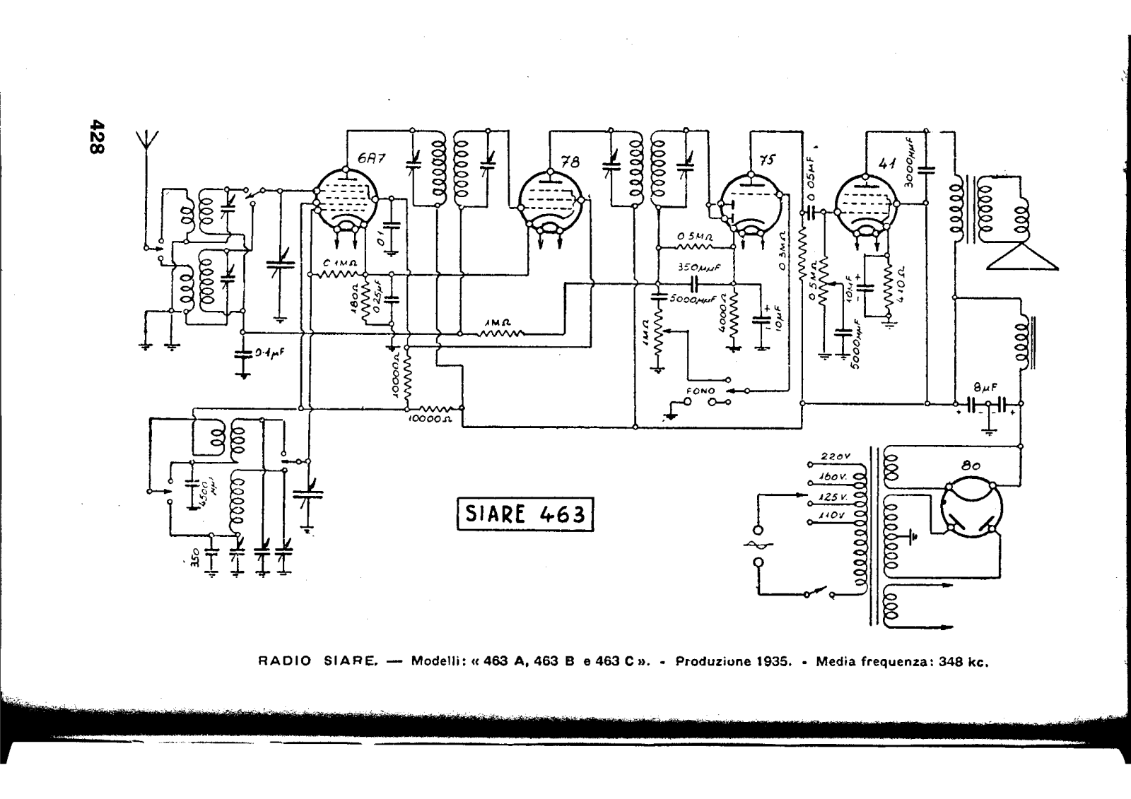 Siare Crosley 463a, 463b, 463c schematic