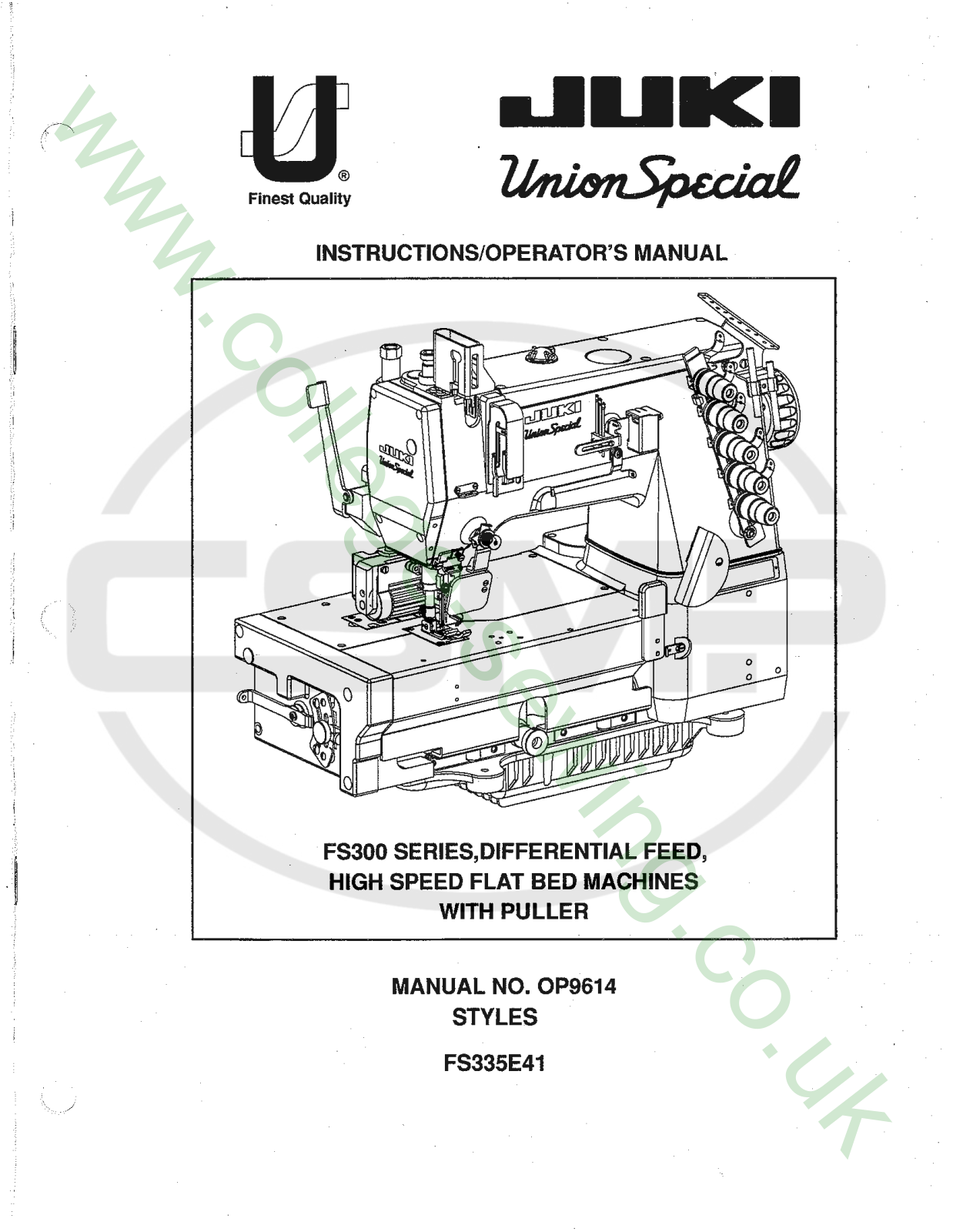 Union Special OP9614 Parts Book