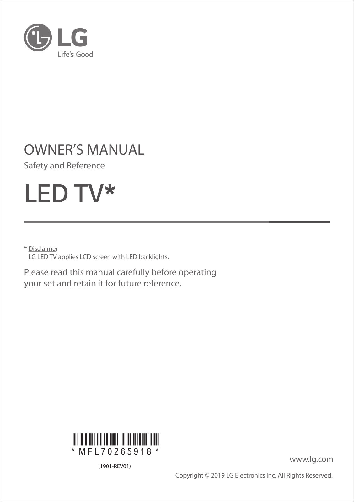 LG 65SM8600PTA Owner’s Manual
