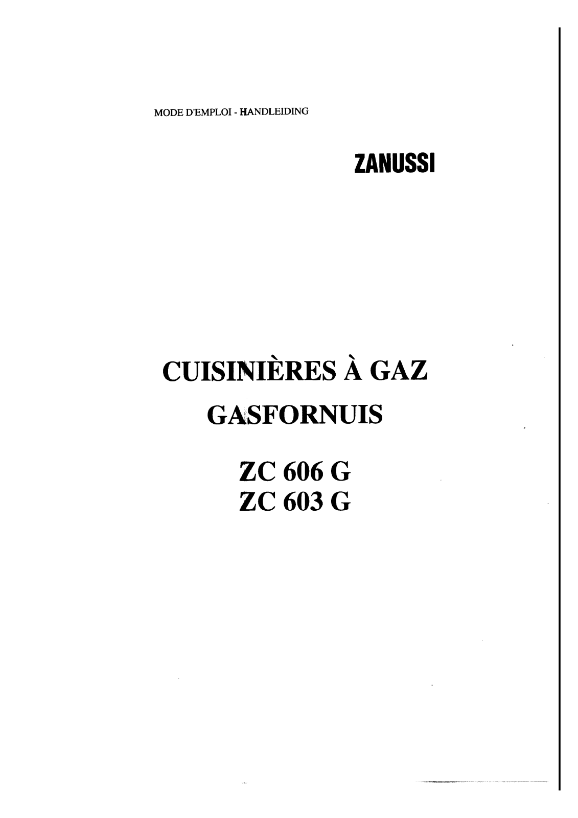 Zanussi ZC606G, ZC603G User Manual