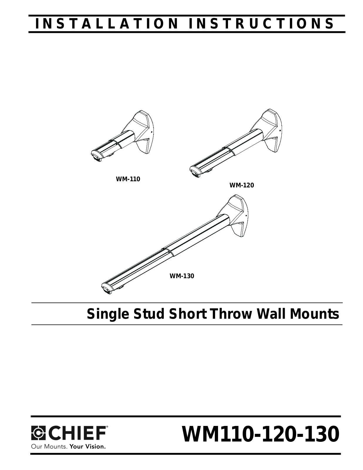 CHIEF WM-100, WM-120, WM-130 Installation Instructions Manual