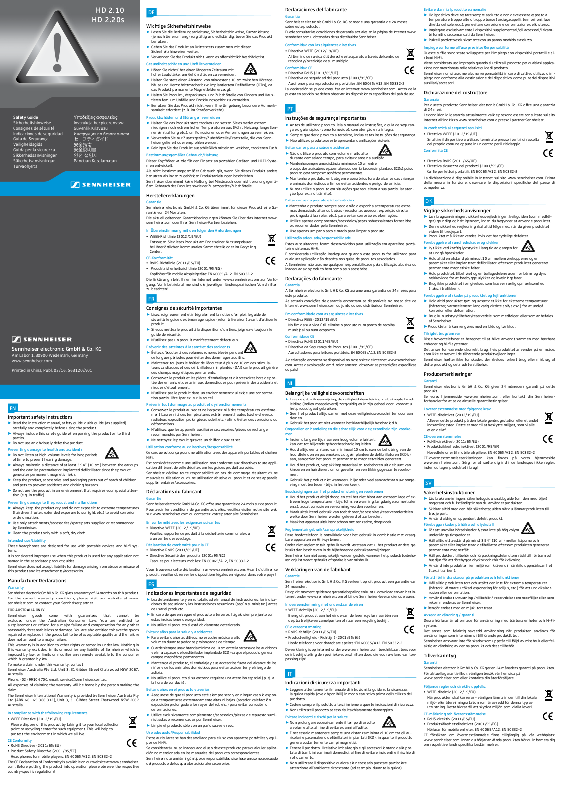 Sennheiser HD 2.20s User Manual