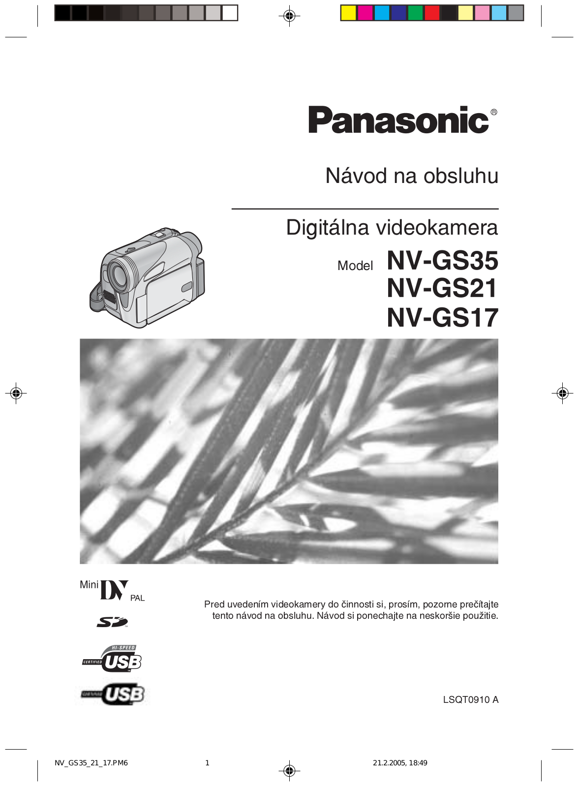 Panasonic NVGS35, NVGS21 Operating Instructions