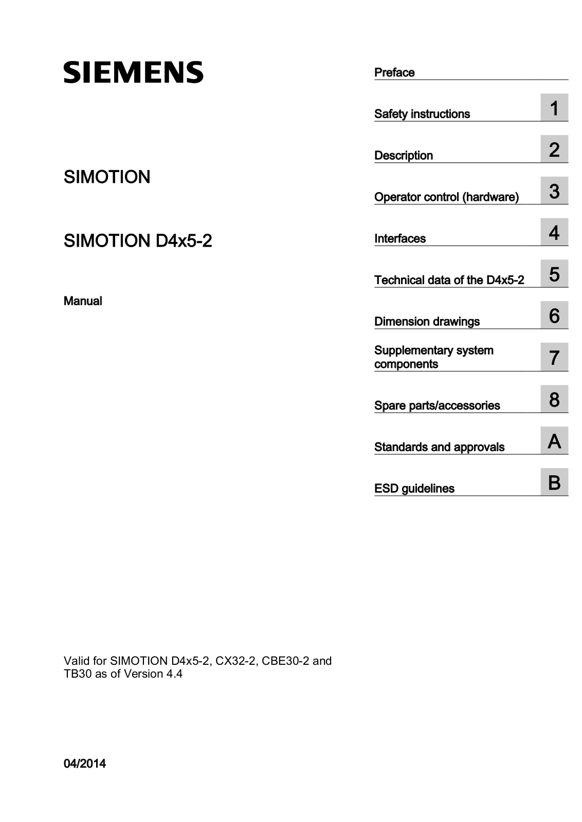 Siemens SIMOTION D425-2, SIMOTION D435-2, SIMOTION D445-2, SIMOTION D455-2 User Manual