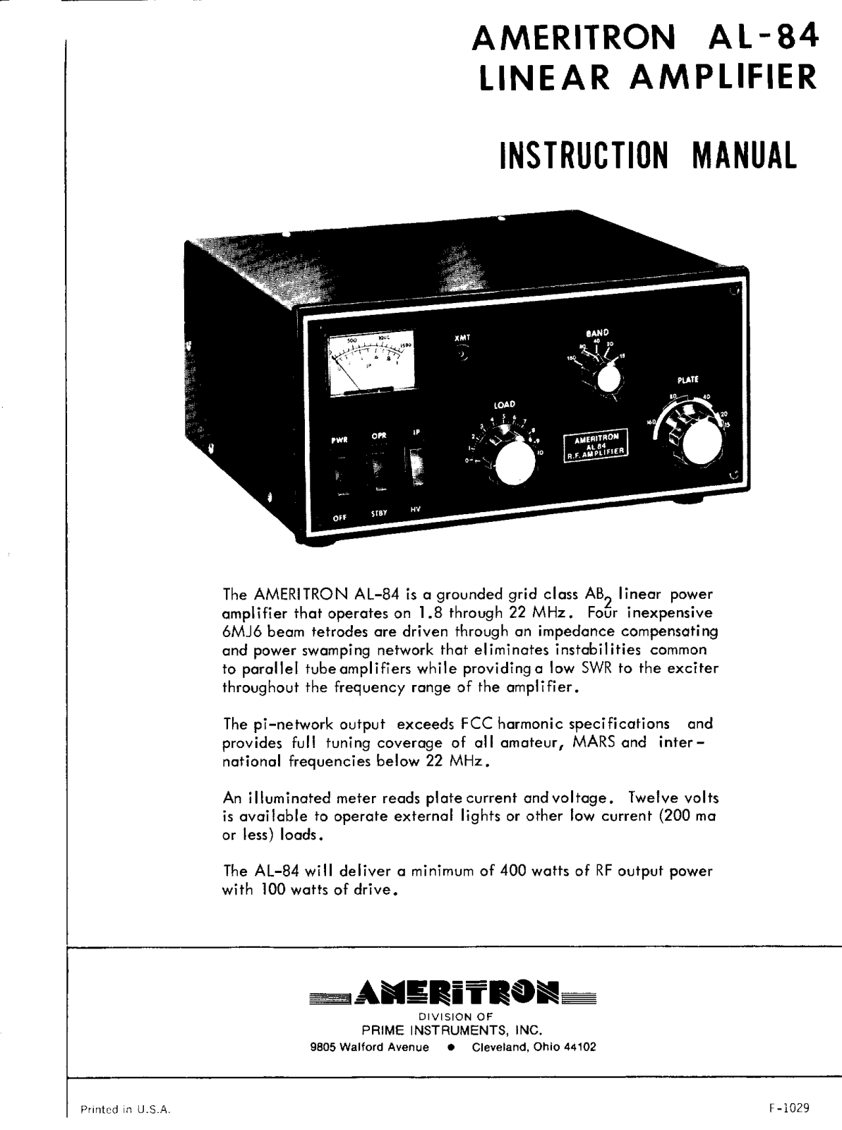 Ameritron al84man schematic