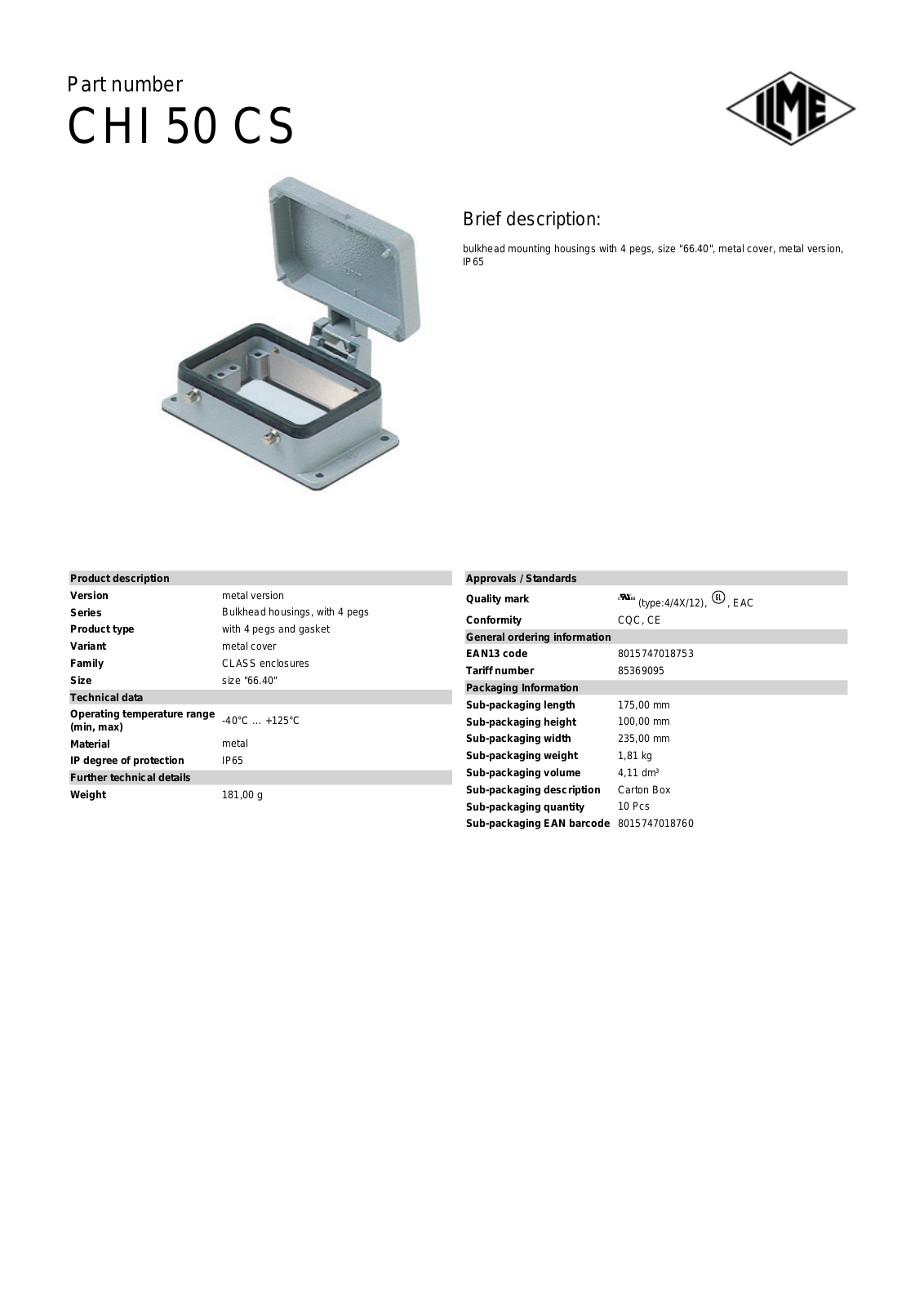 ILME CHI-50CS Data Sheet