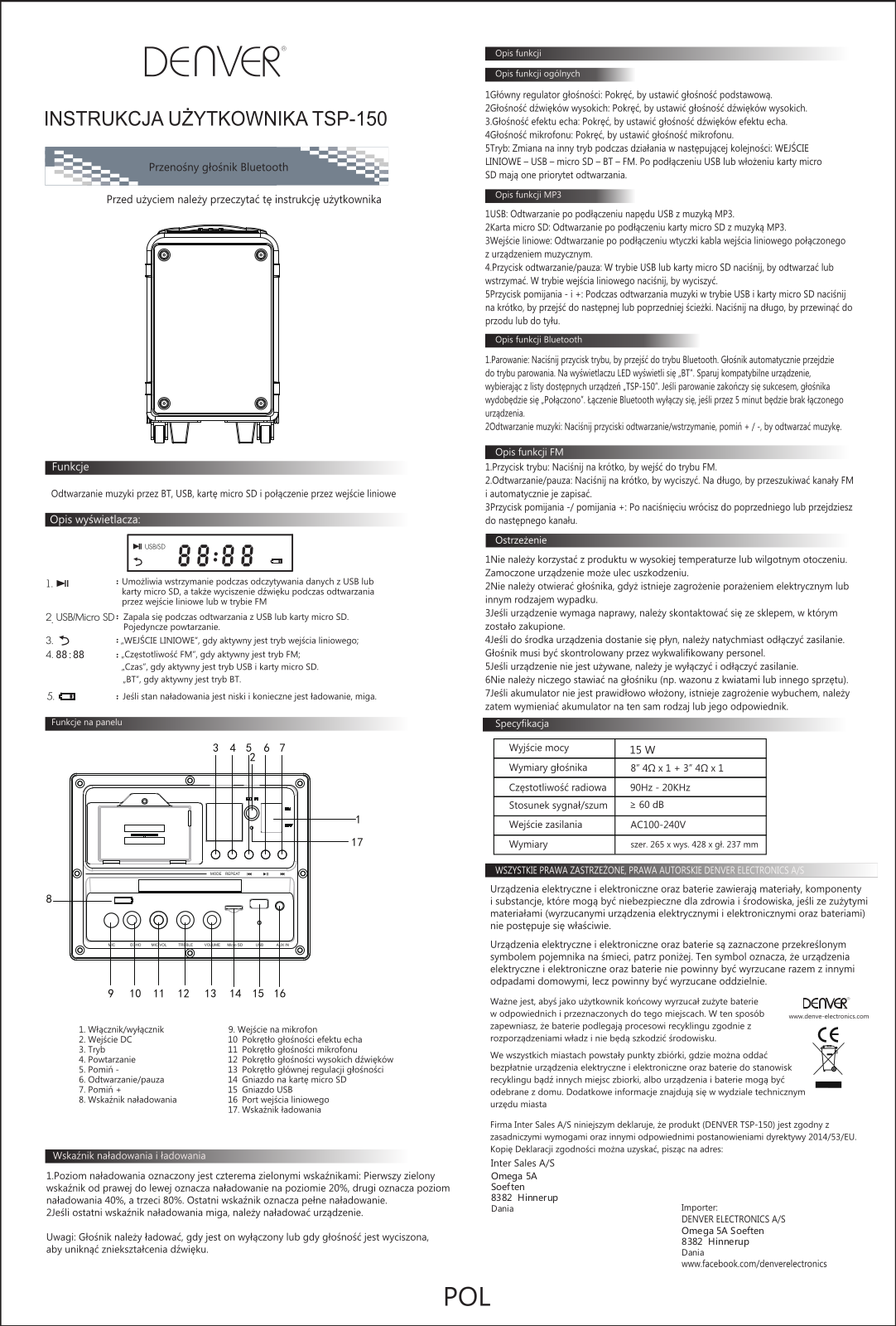 Denver TSP-150 Service Manual