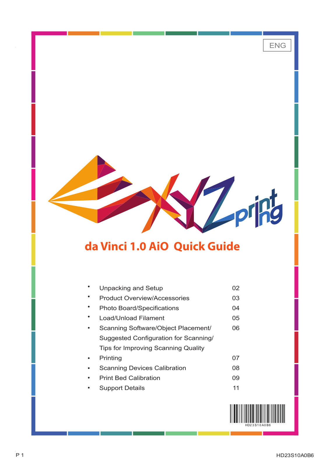 XYZprinting da Vinci 1.0 AiO Quick Guide