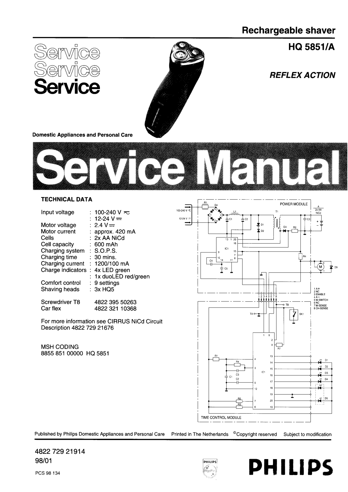 Philips HQ5851A Service Manual