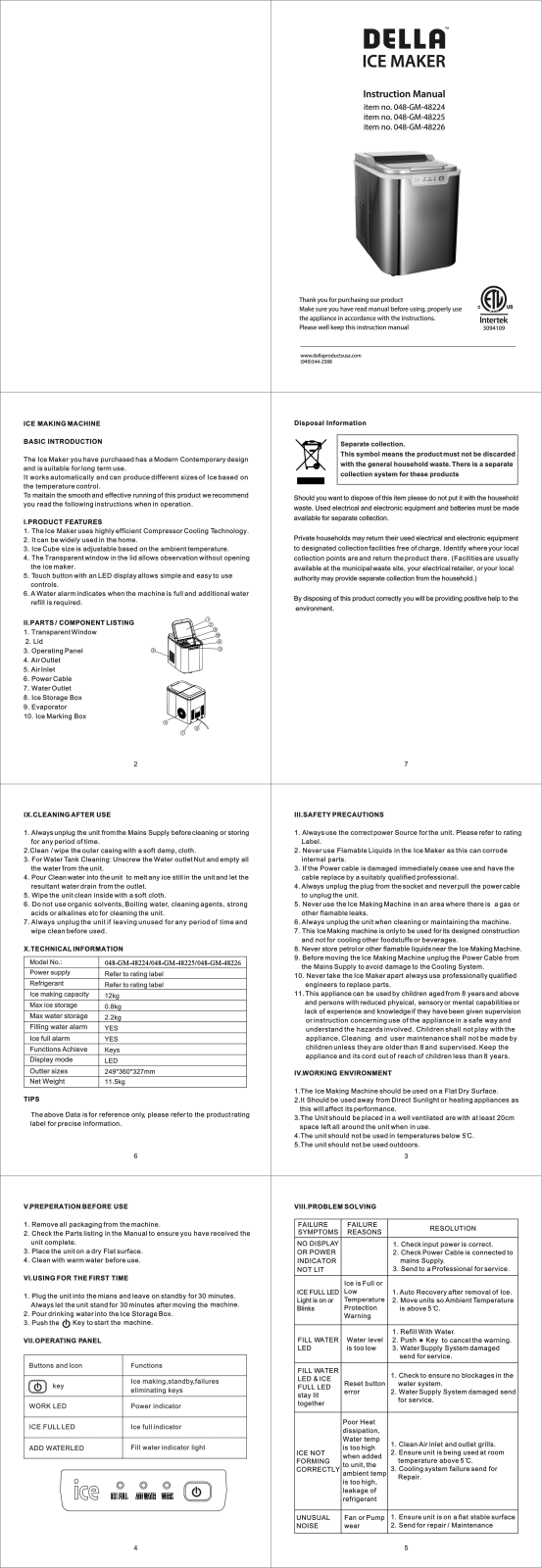 Della 048-GM-48224, 048-GM-48226, 048-GM-48225 User Manual