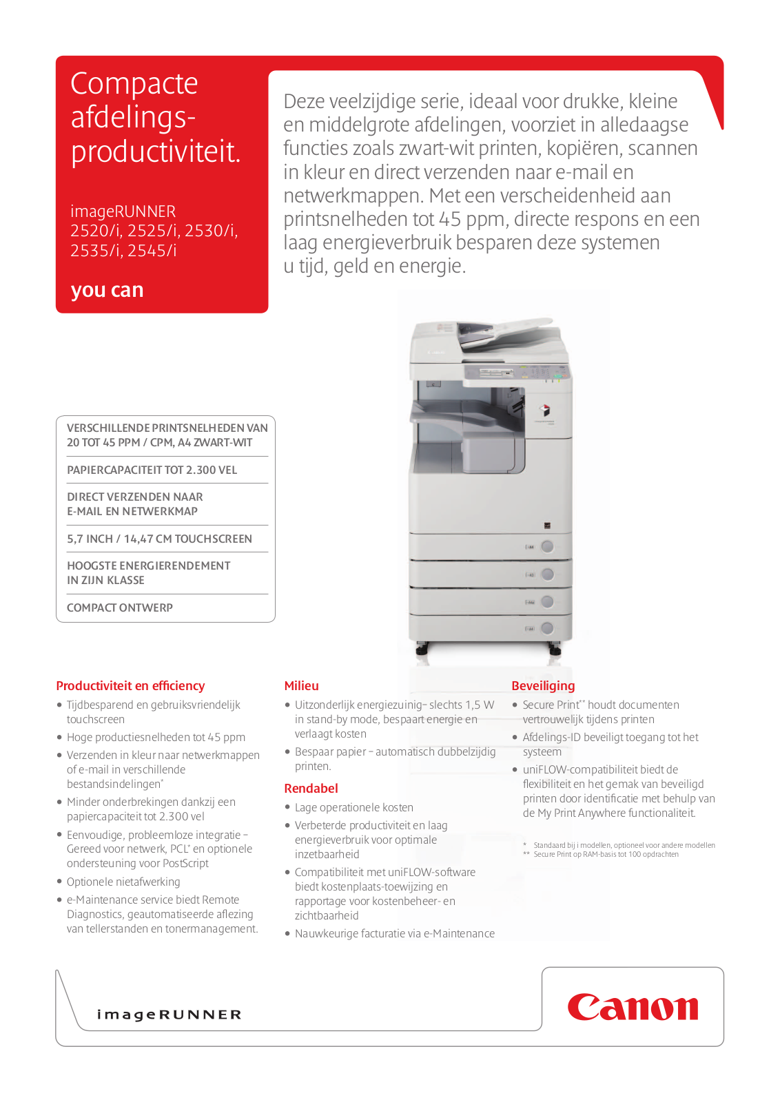 Canon imageRUNNER2520, imageRUNNER2520i, imageRUNNER2525, imageRUNNER2525i, imageRUNNER2530 BROCHURE