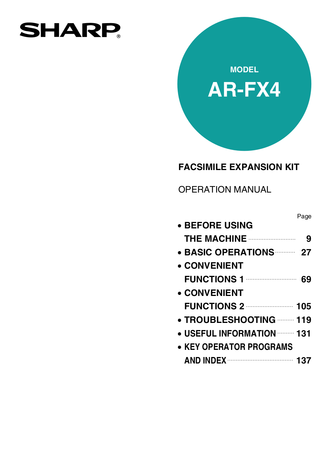 Sharp AR-FX4 User Manual