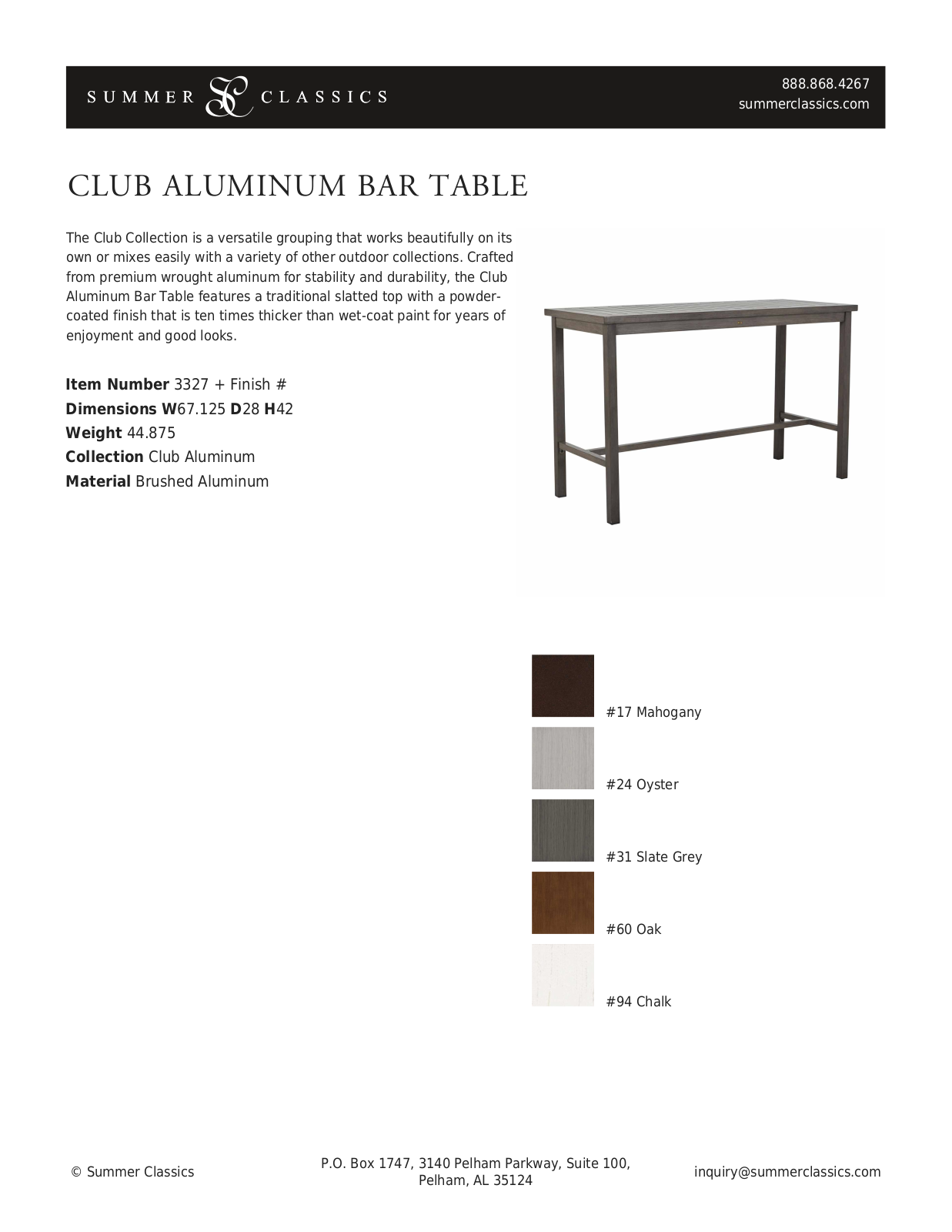 Summer Classics SMCL3119 Specifications - ManualMachine.com