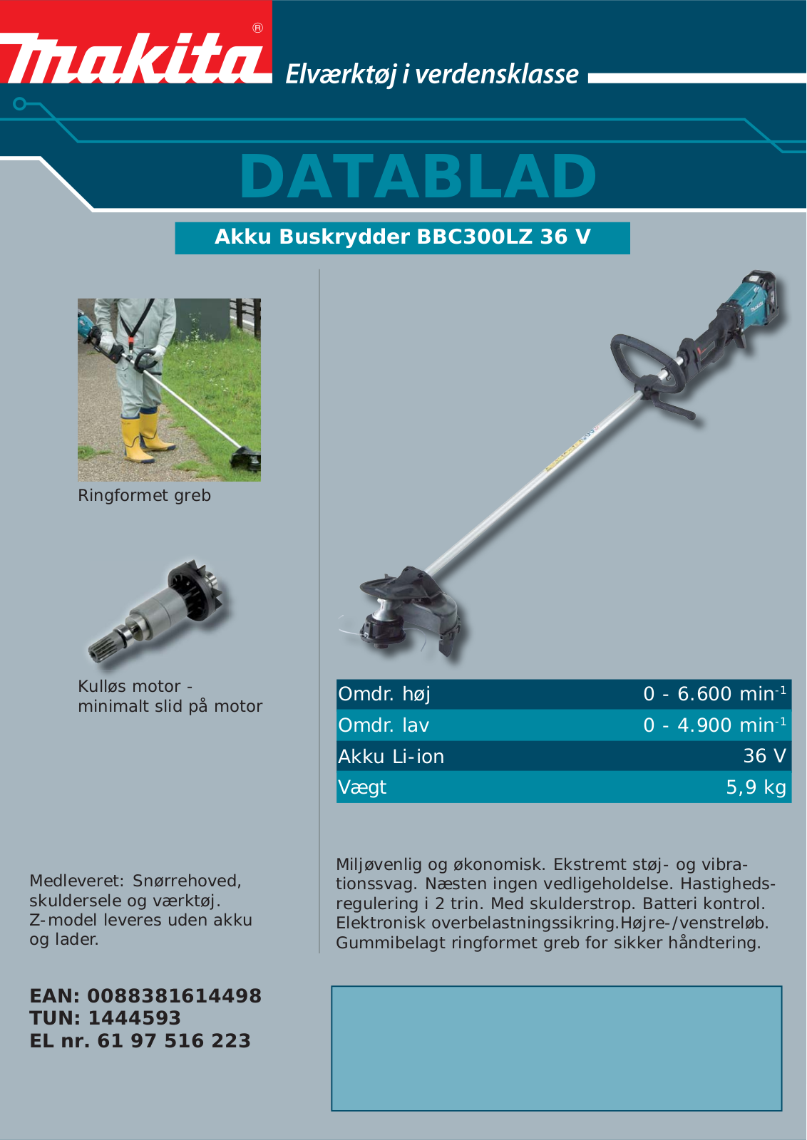 Makita BBC300LZ DATASHEET