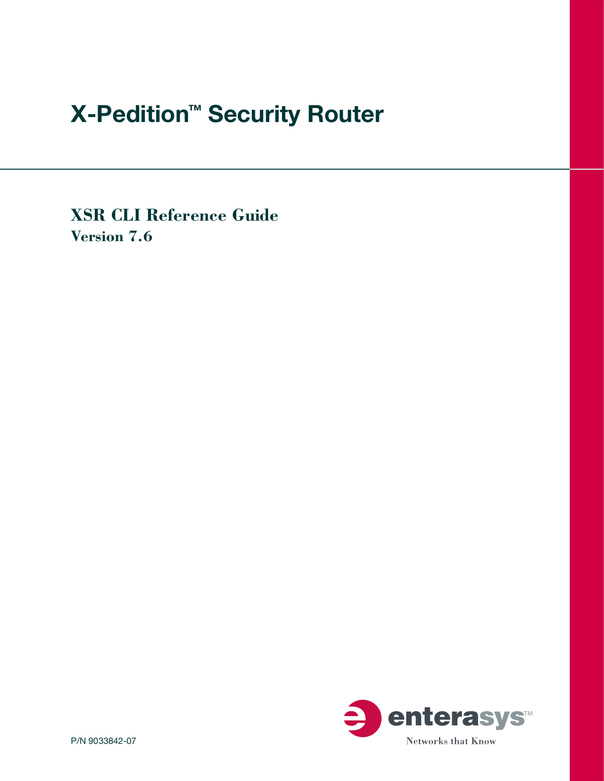 Enterasys Networks XSR CLI User Manual