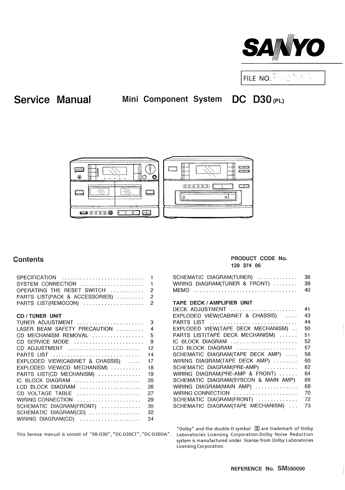 Sanyo DCD-30 Service manual