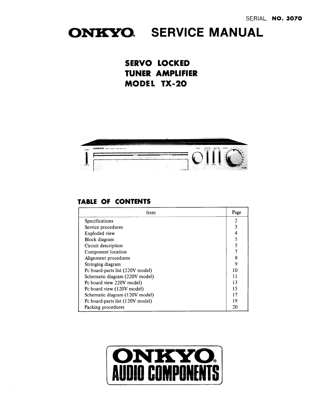 Onkyo TX-20 Service manual